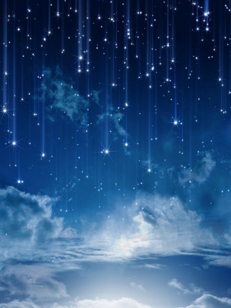 768x1024 Sky Bright Stars Moon Night iPad wallpaper