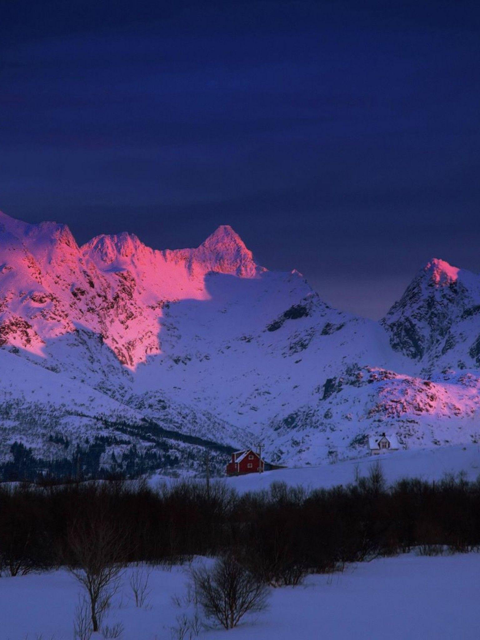 1536x2048 Bright Pink Sunset in the Mountains HD Wallpaper Retina iPad