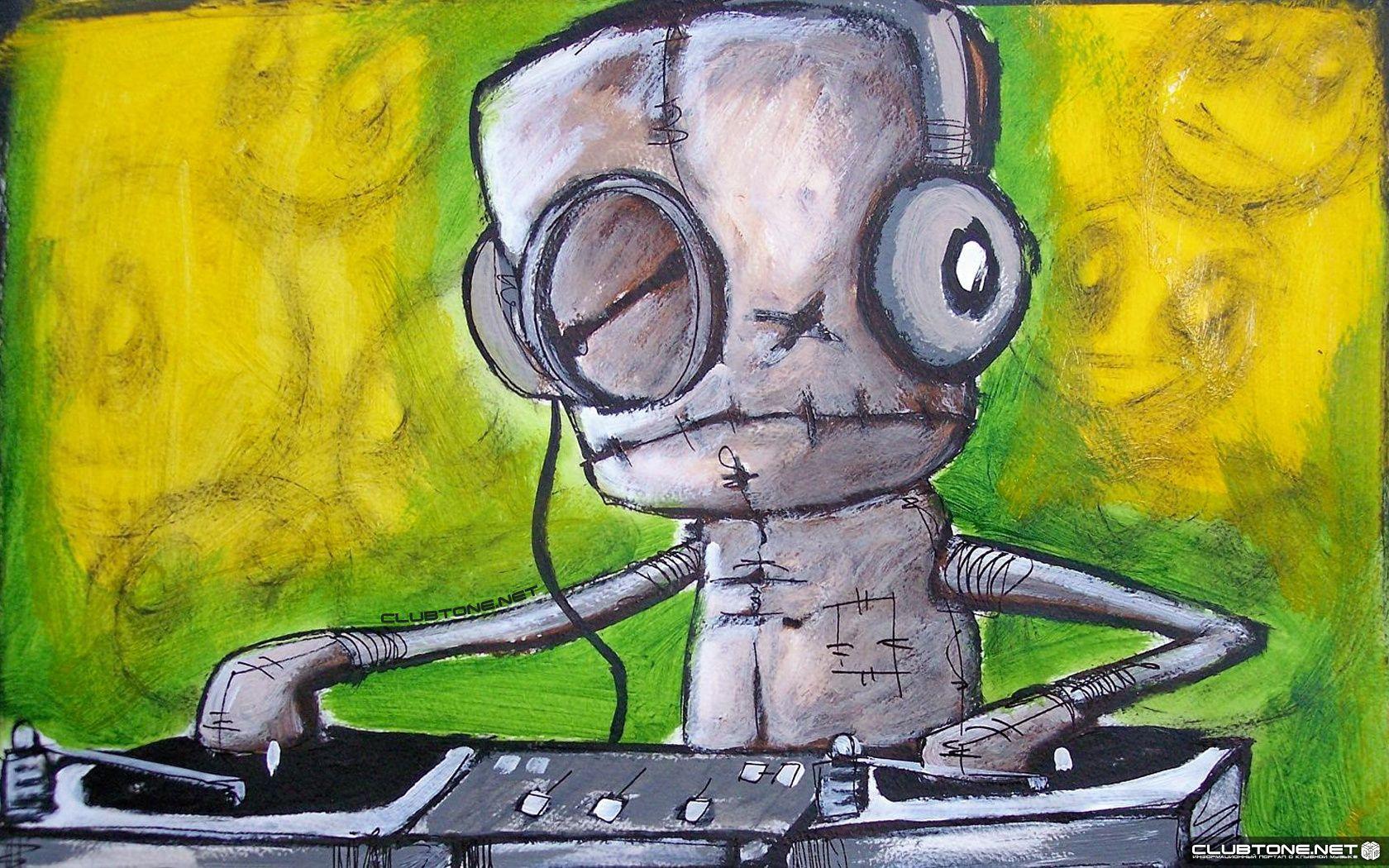 1680x1050 Wallpaper. Music. photo. picture. music, DJ, drawing, a pessimist