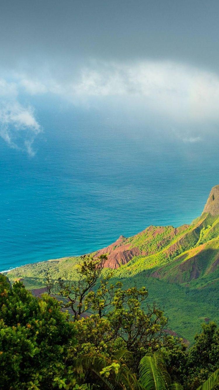 750x1334 Hawaii Kauai Pacific Ocean Clouds Mountains 4k iPhone 6