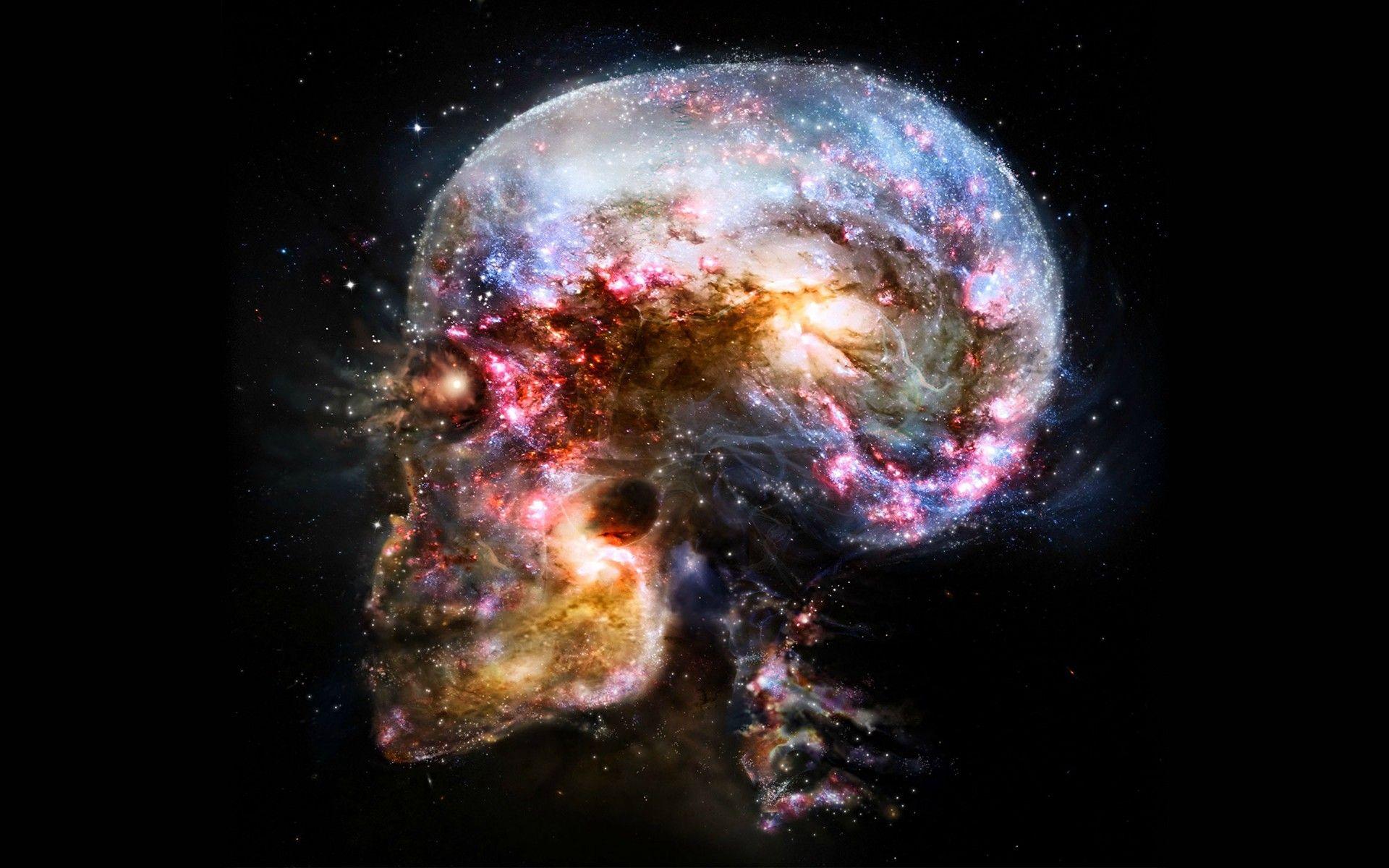 1920x1200 #space, #skull, #abstract, #brain, #universe, wallpaper