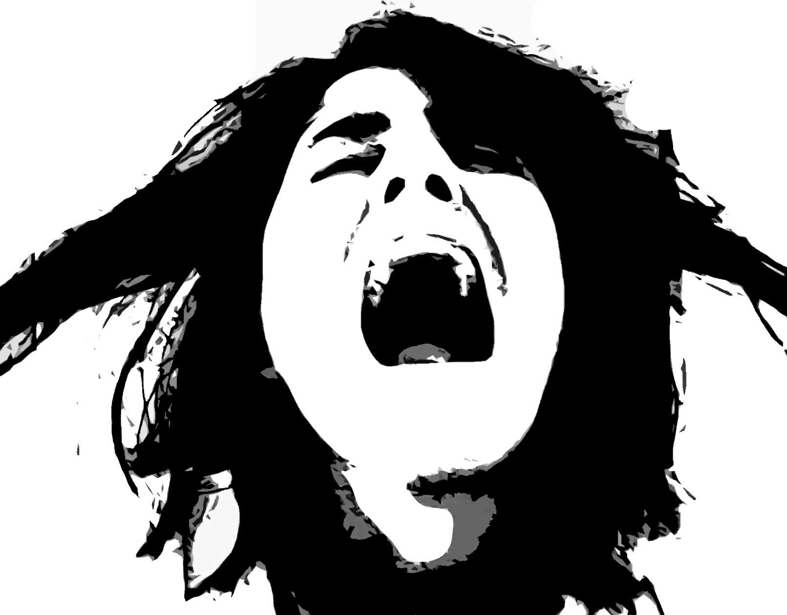 1611x1260 Emo scream mood emotion girl sad sorrow face black white vector