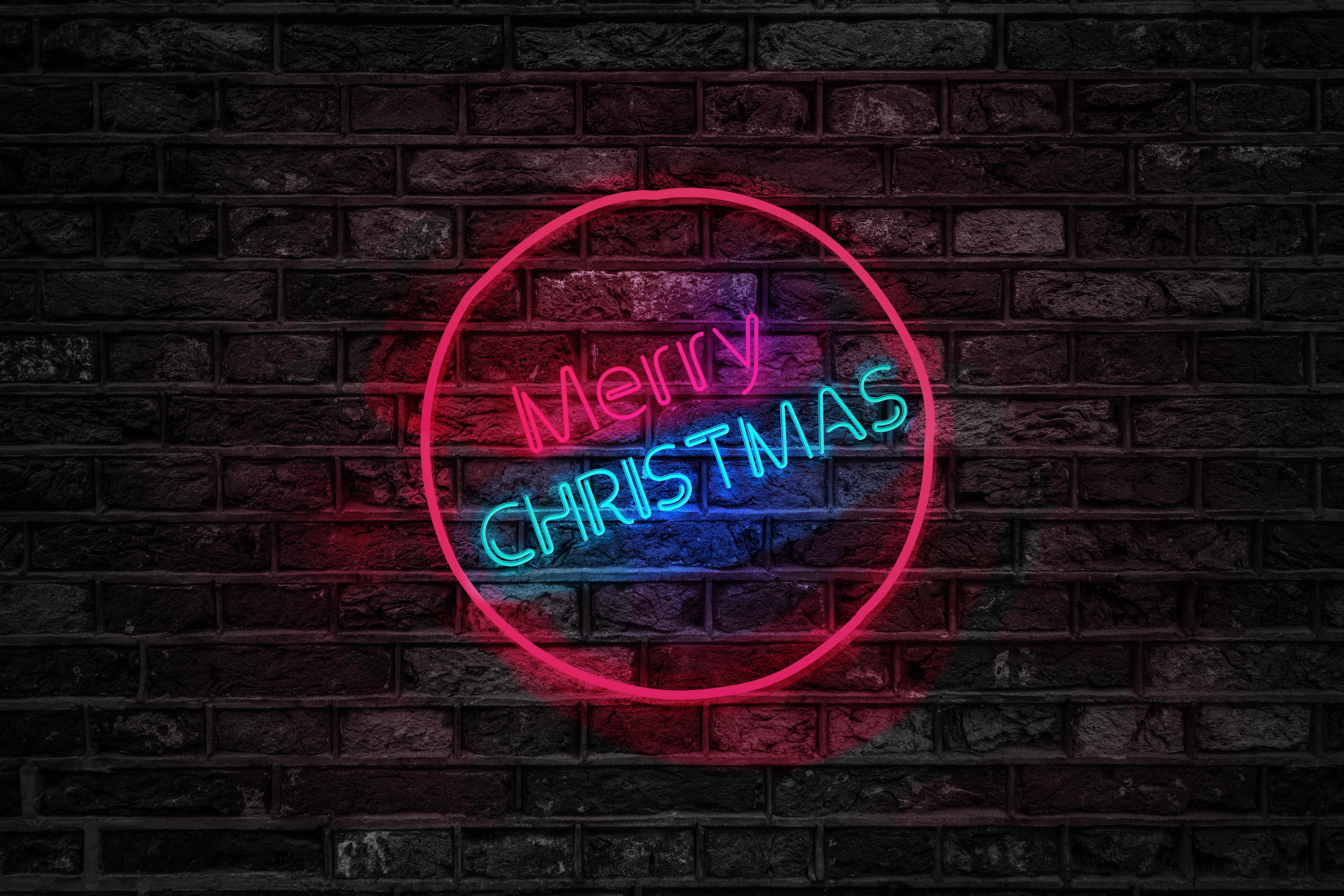 6000x4000 Merry Christmas Neon Sign Wallpaper