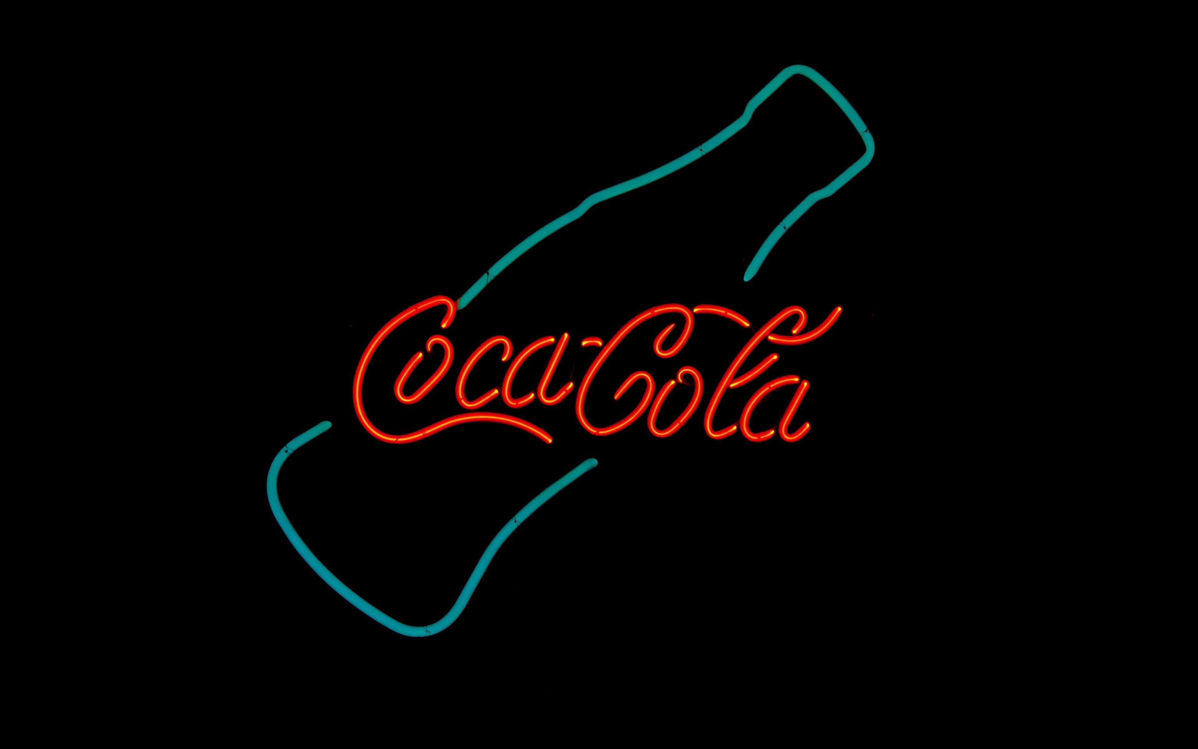 3840x2400 Download Wallpaper Coca Cola Neon Logo, 4k, Minimal, Neon Sighs