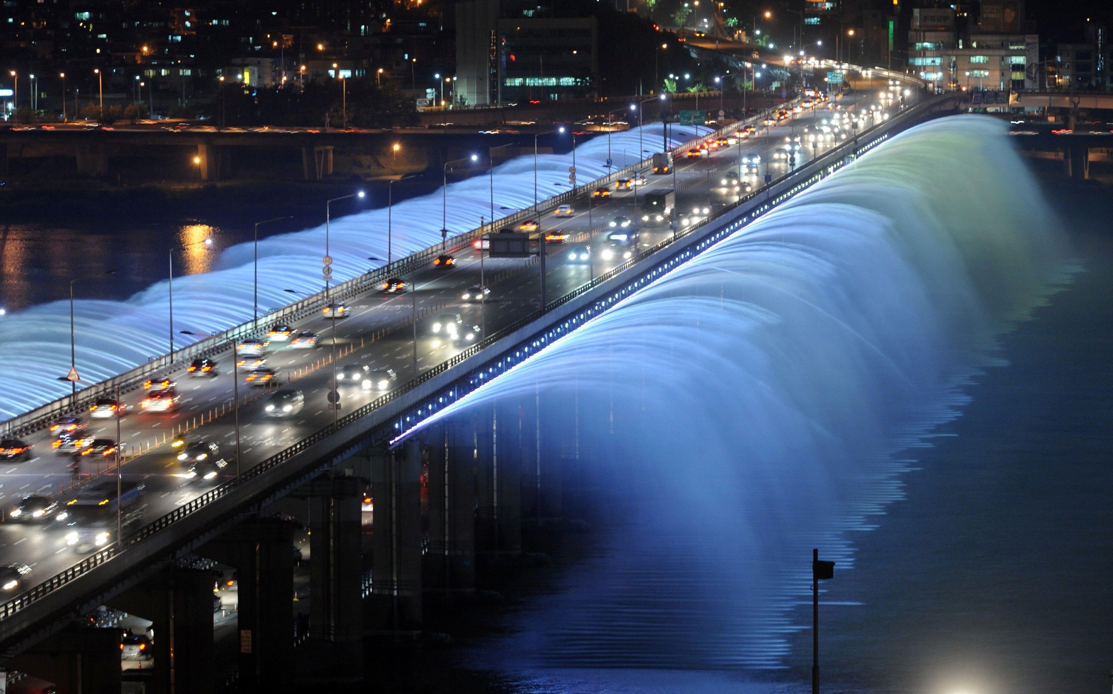 3880x2420 Free download Seoul South Korea Bridge Fountain Best HD Wallpaper