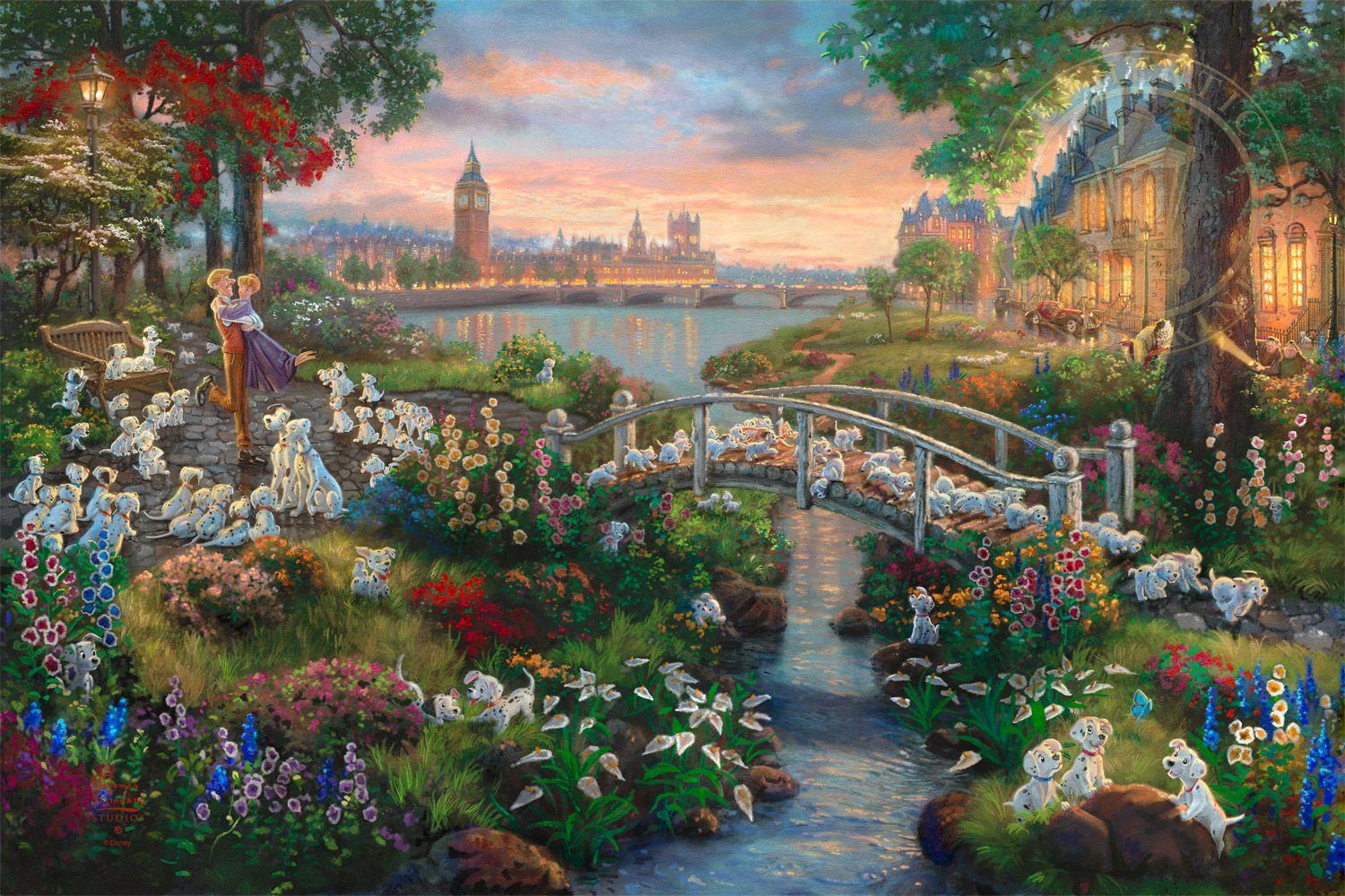 1500x1000 Disney 101 Dalmatians. Thomas Kinkade Studios