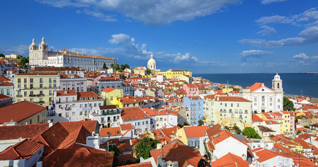 1280x674 Wallpaper Portugal Lisbon Sky Cities Houses