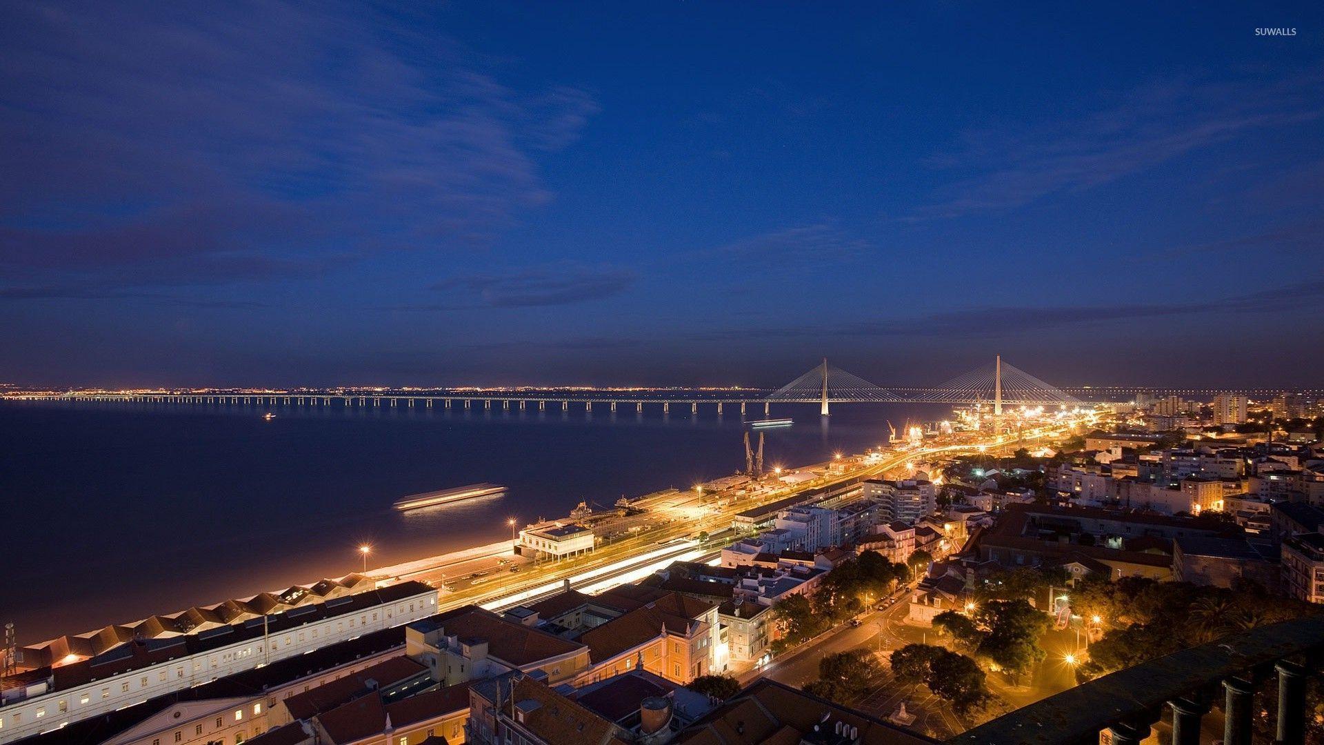 1920x1080 Lisbon, Portugal at night wallpaper wallpaper