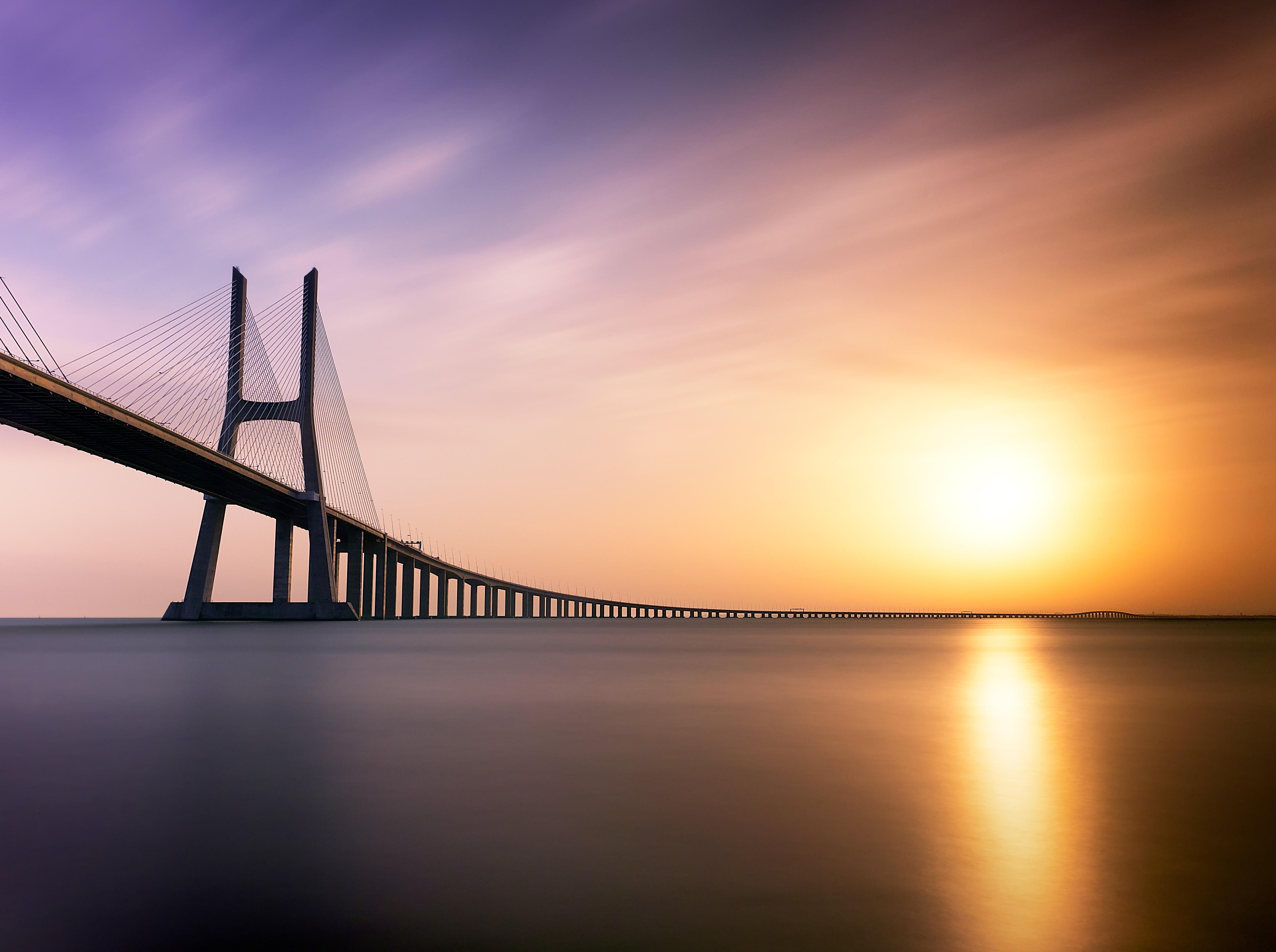 5168x3857 wallpaper bridge, river, lisbon, portugal, minimalism