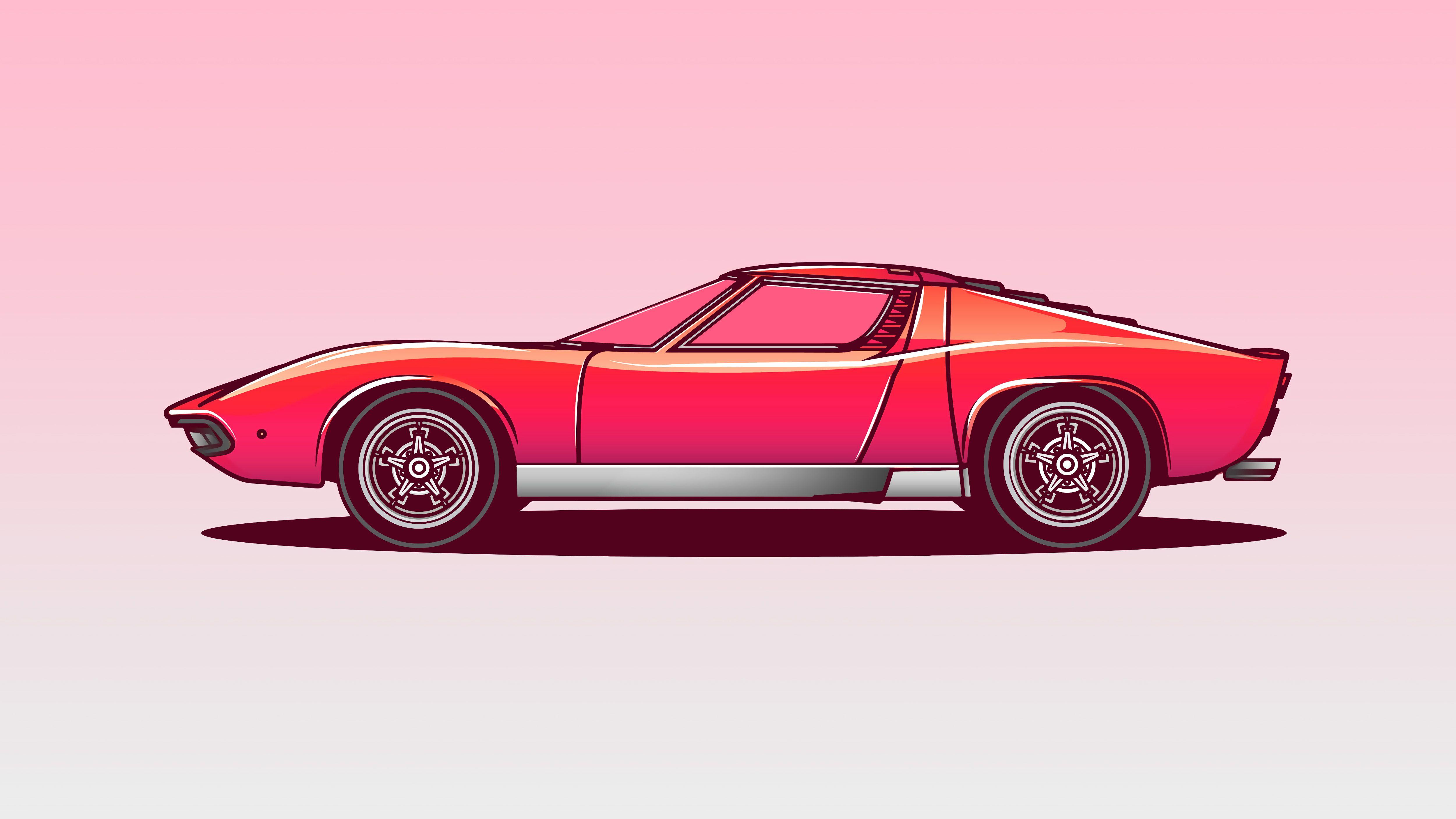 5000x2812 Lamborghini Miura Vector Illustration 5k, HD Artist, 4k Wallpaper