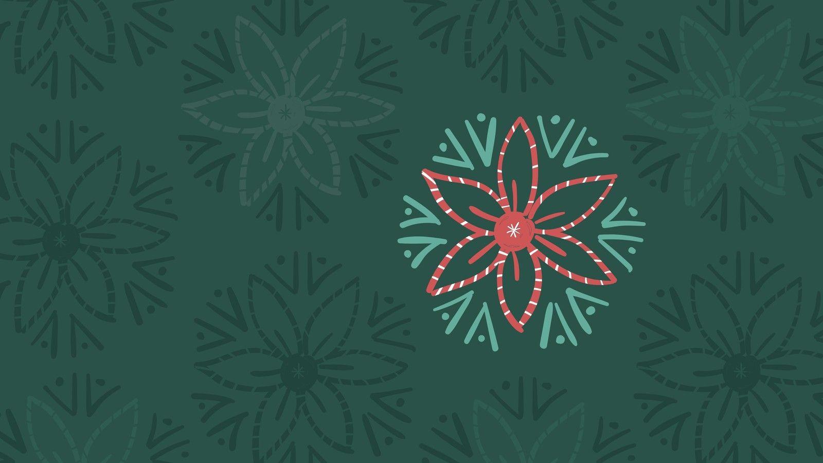 1600x900 Green and Red Flower Festive Flat Illustration Visual Desktop