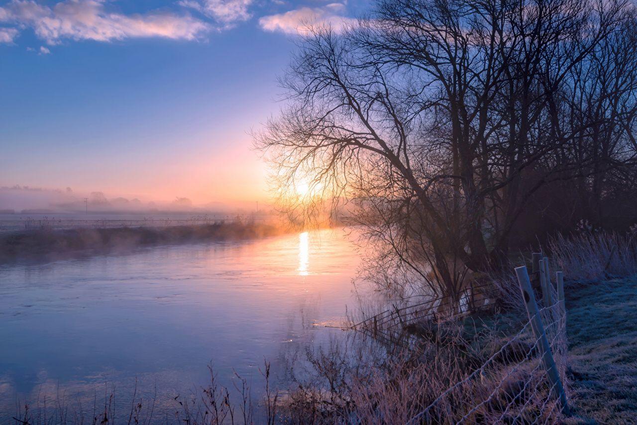 1280x854 Desktop Wallpaper Fog Nature Spring Sunrises and sunsets river
