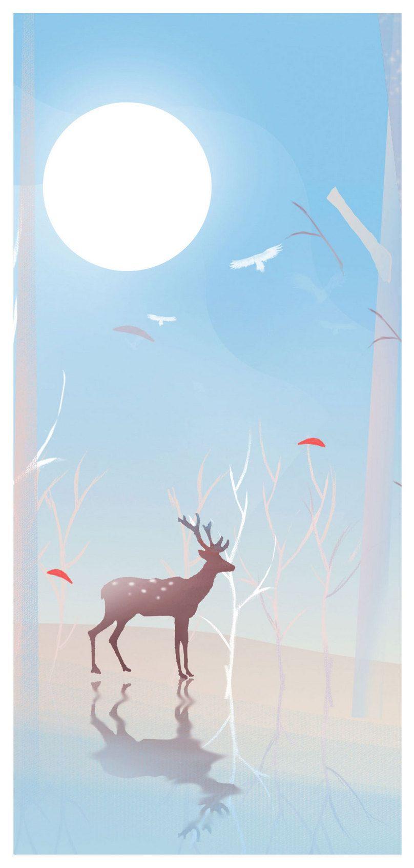 808x1692 forest moonlight deer mobile phone wallpaper background image