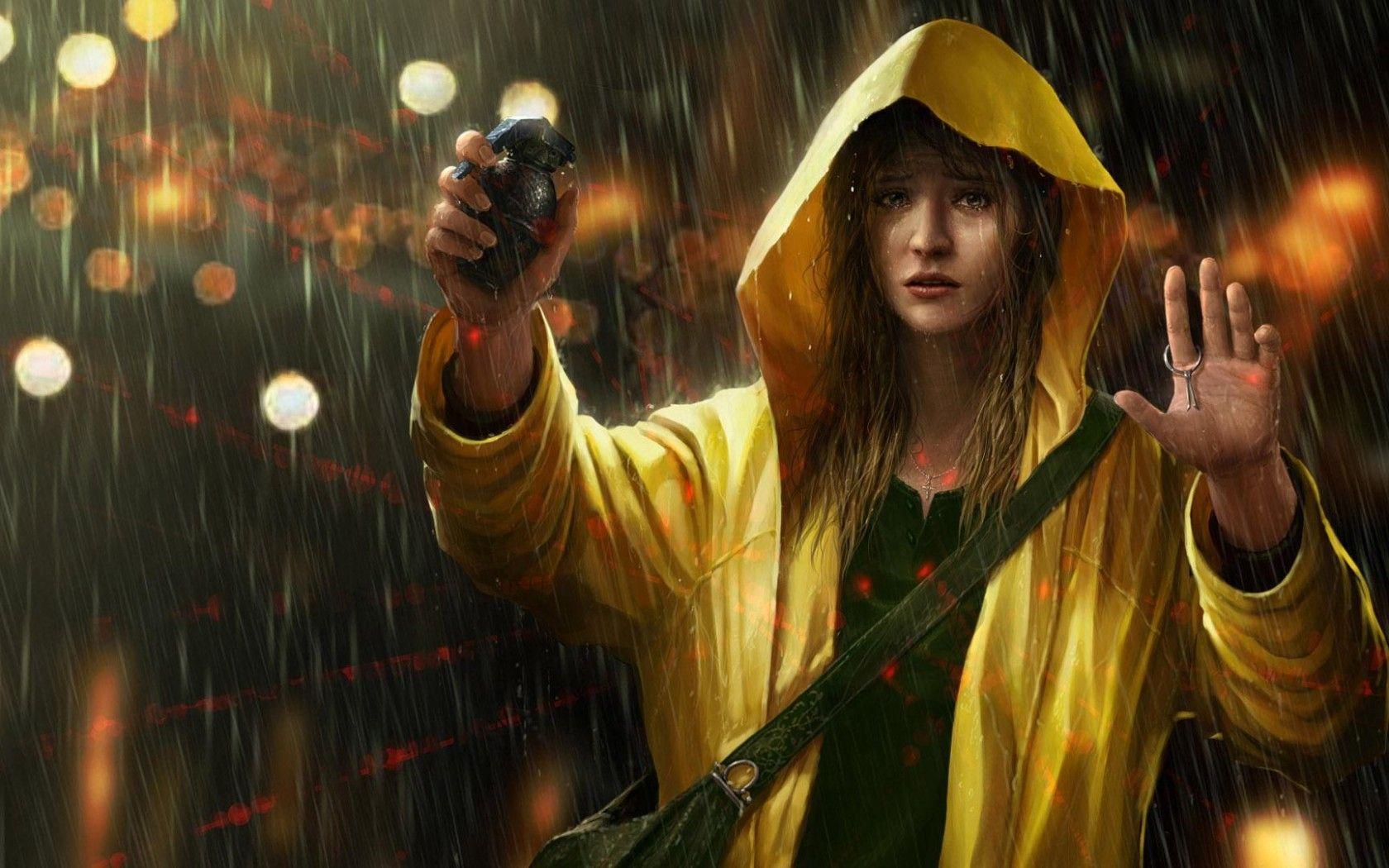 1680x1050 Girl in Rain HD desktop wallpaper : Widescreen : High Definition