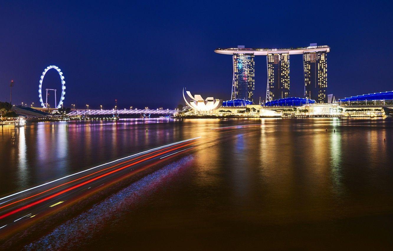 1332x850 Wallpaper Night, The city, Singapore, Night Landscape image