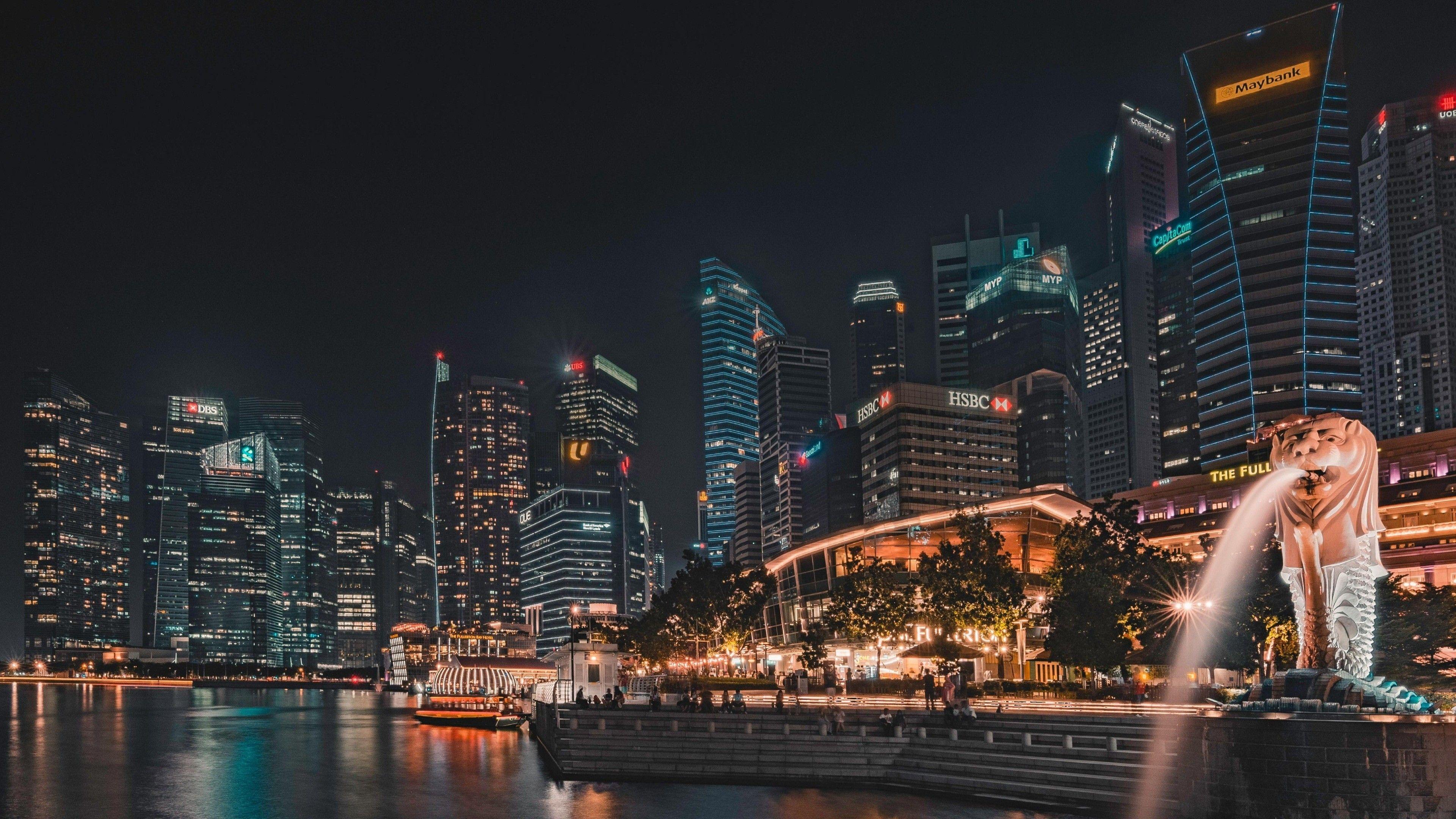 3840x2160 Night Singapore Wallpaper 43915