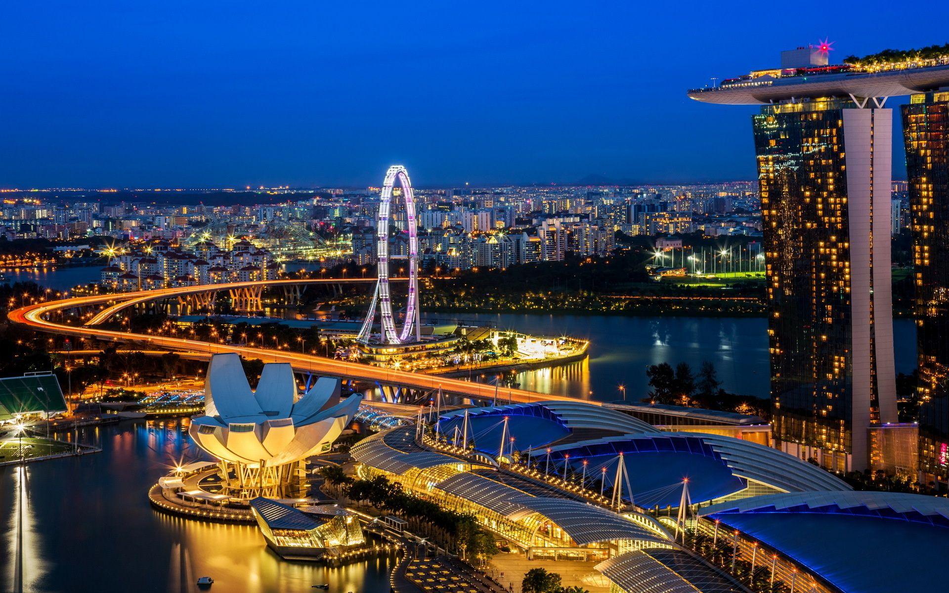 1920x1200 singapore, City, Night Wallpaper HD / Desktop and Mobile Background