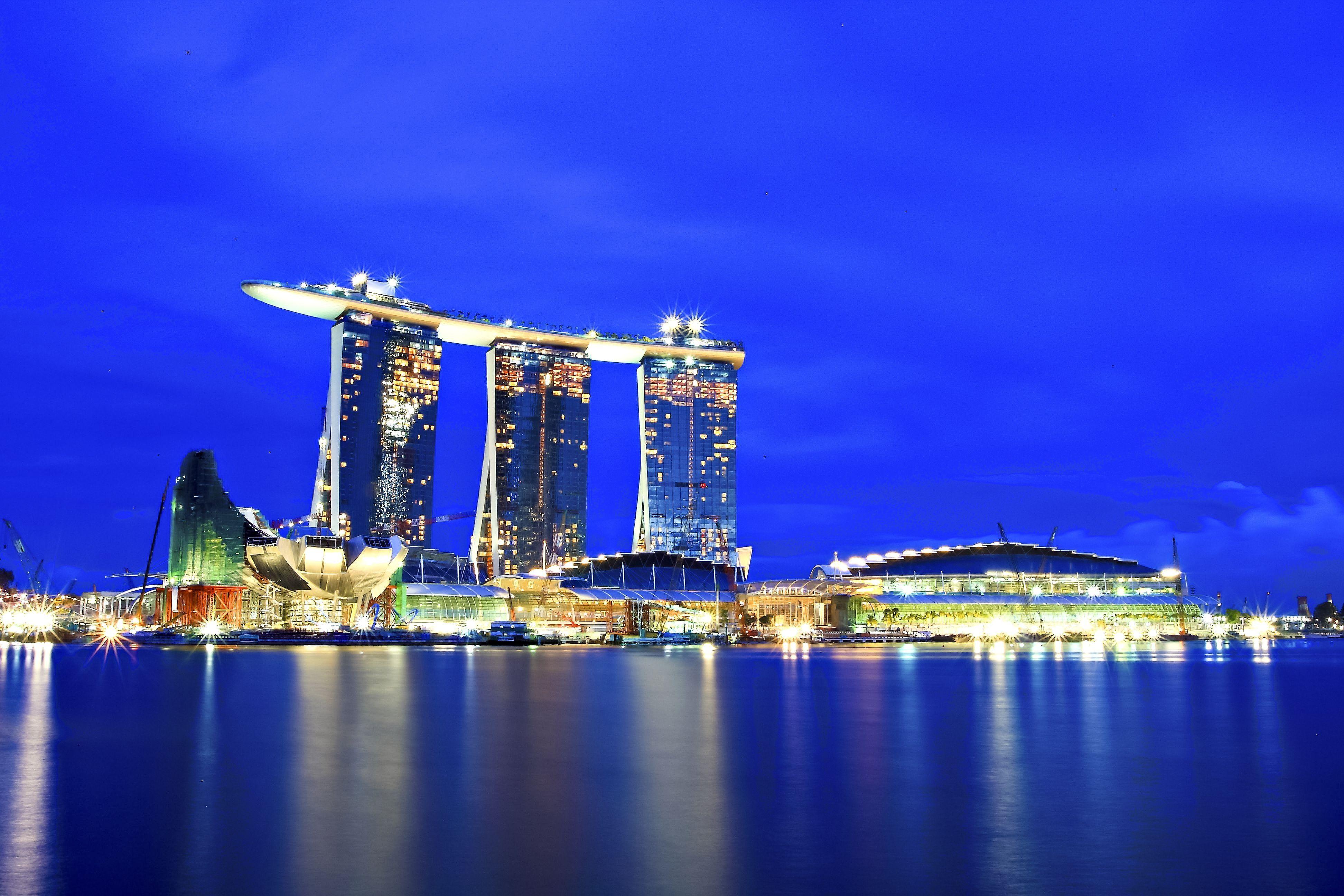 3888x2592 Singapore city night lights wallpaperx2592