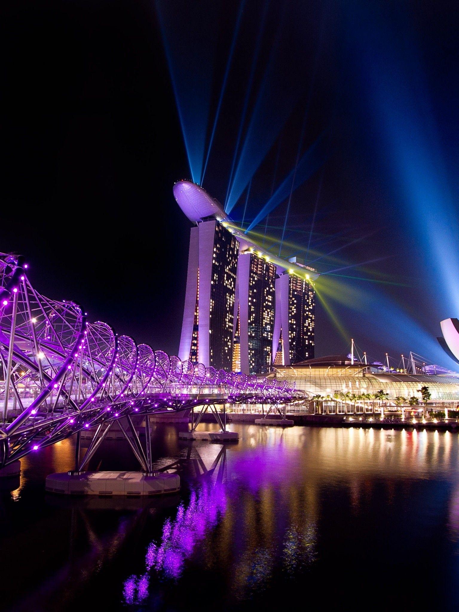 1536x2048 Singapore City Night Lights Wallpaper - [1536x2048]