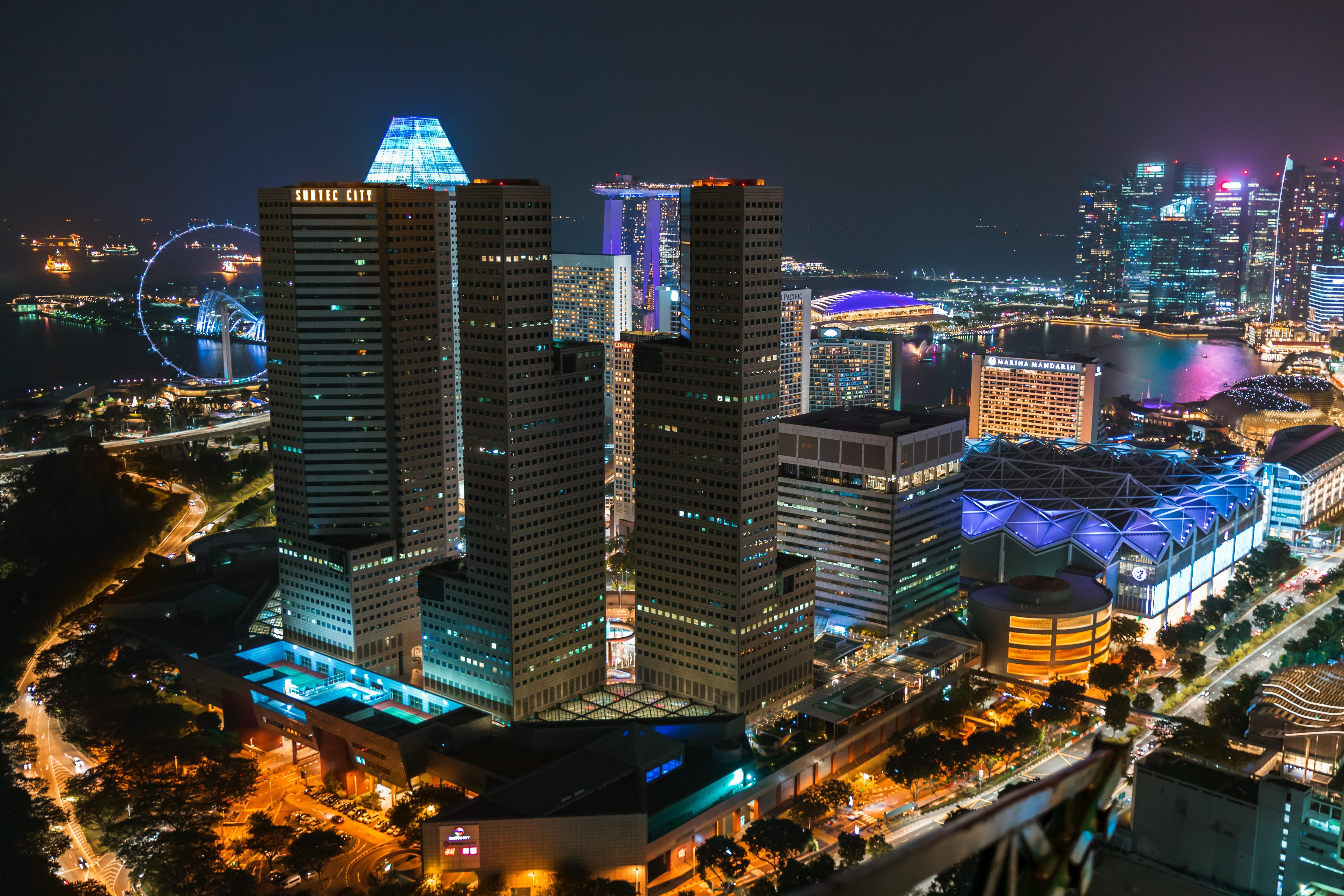 6240x4160 wallpaper night city, buildings, aerial view, metropolis