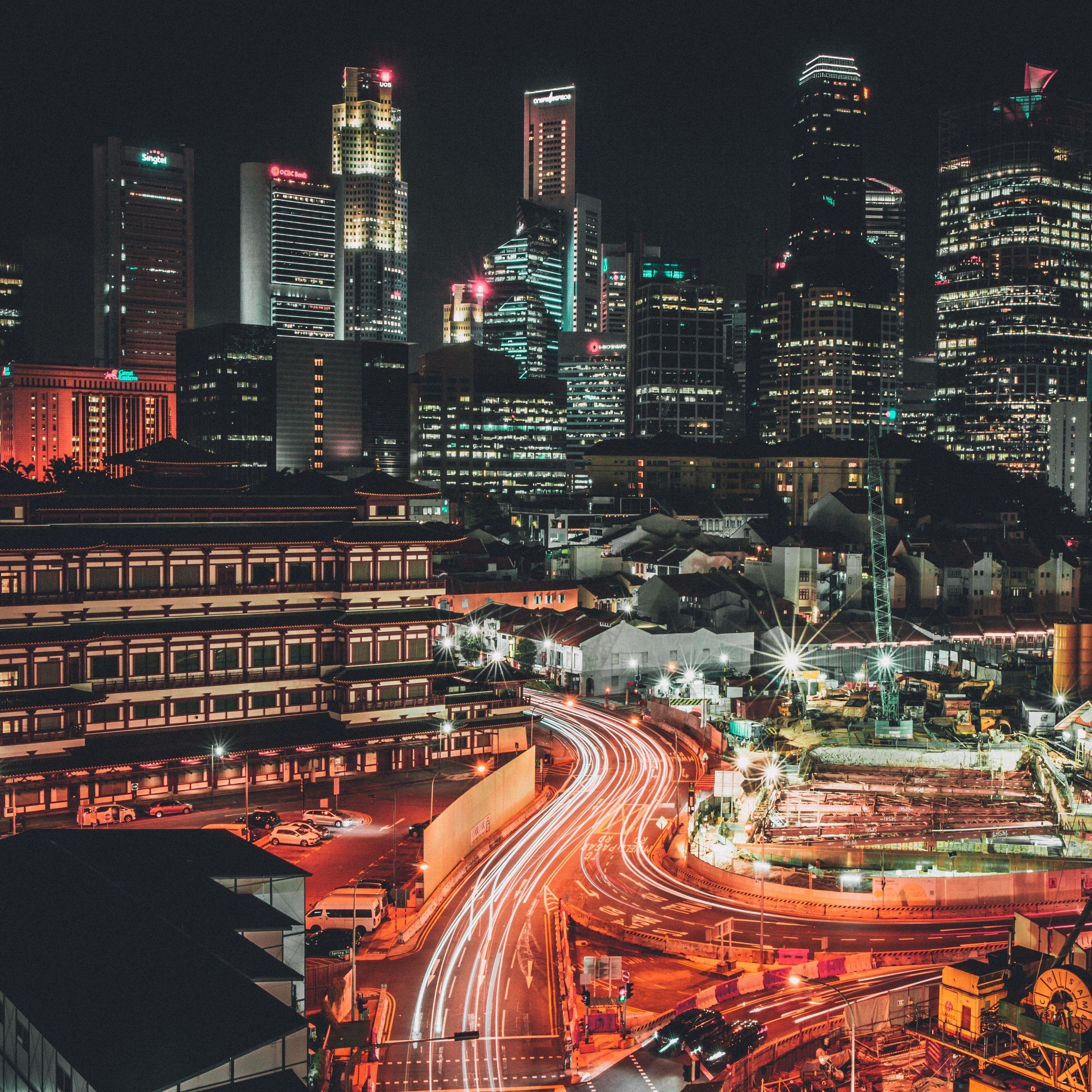 2780x2780 Download wallpaper 2780x2780 singapore, night, skyscrapers ipad
