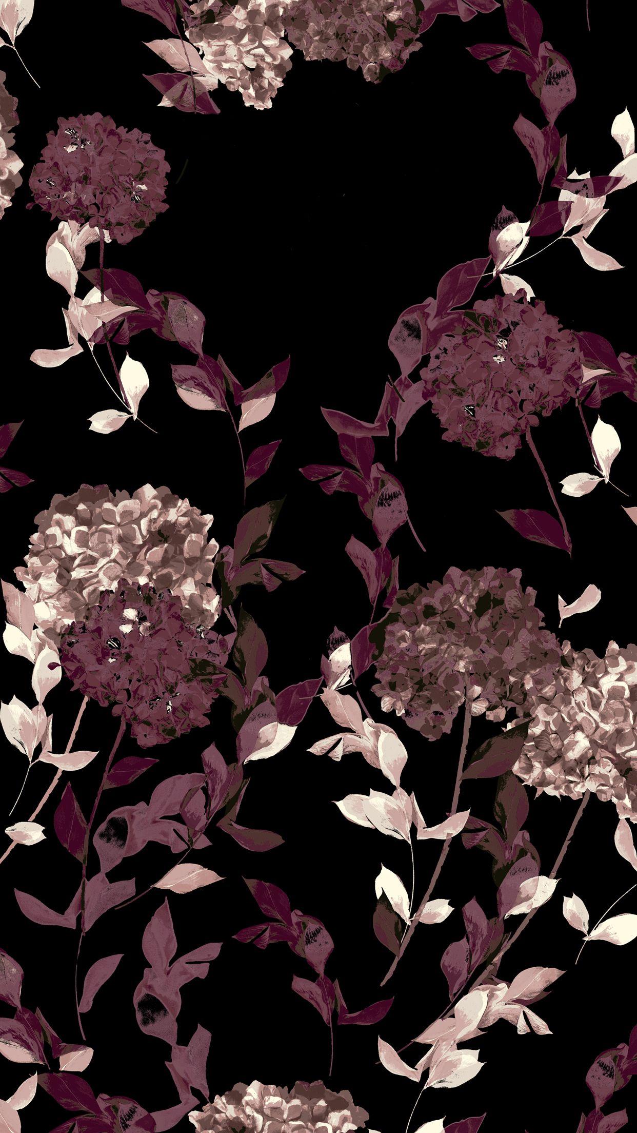 1242x2208 Pink And Black Flower Wallpaper