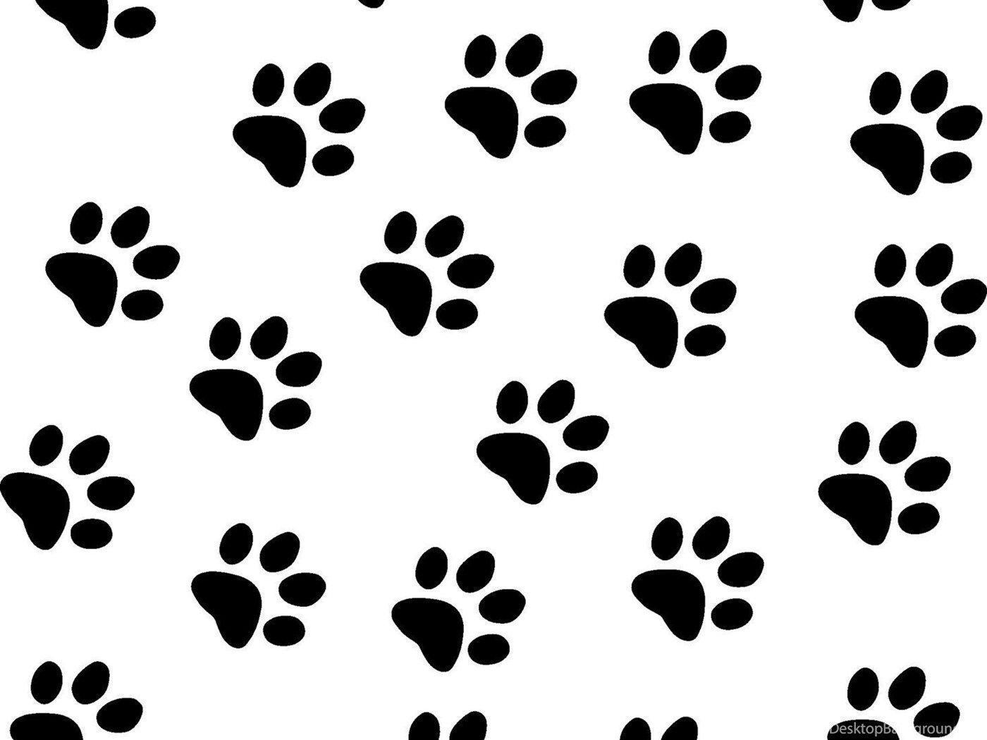 Cat paw footprint seamless pattern background Vector Image