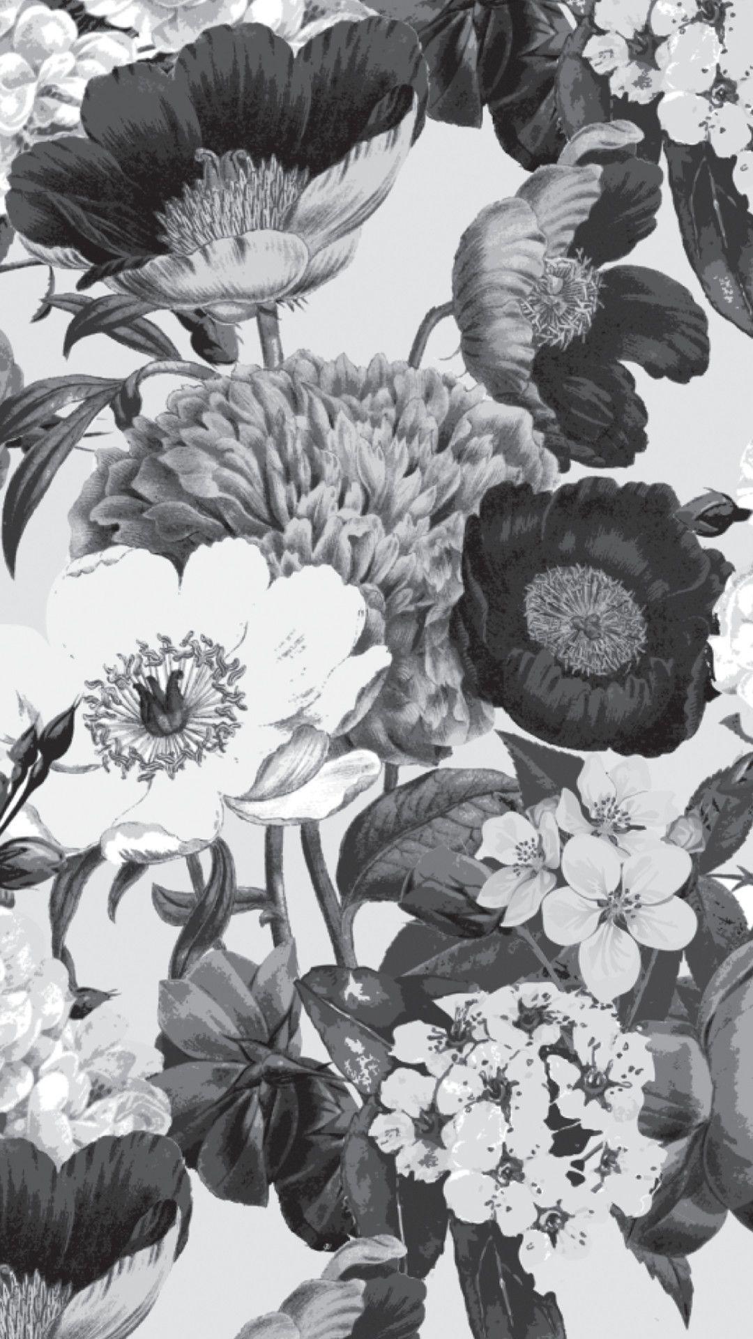 1080x1920 Black and White Flower iPhone Wallpaper