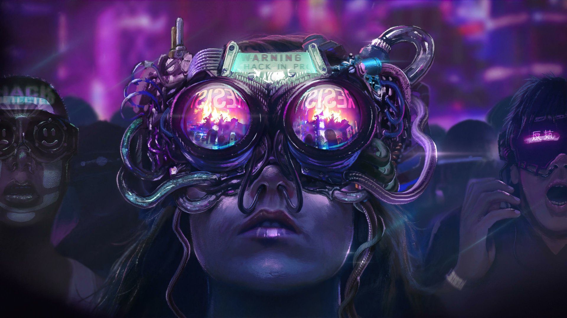 1920x1080 Neon Visor: Cyberpunk Sci‑Fi 4K Ultra HD Wallpaper