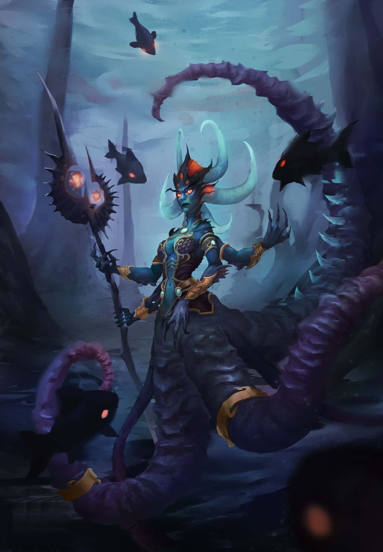 1334x1920 Download Captivating Queen Azshara Reigning Wallpaper