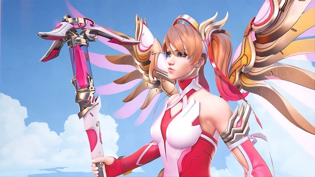 1280x720 Overwatch 2: S11 Gold Pink Mercy LIVE Wallpaper [4K 60fps + Menu Theme]