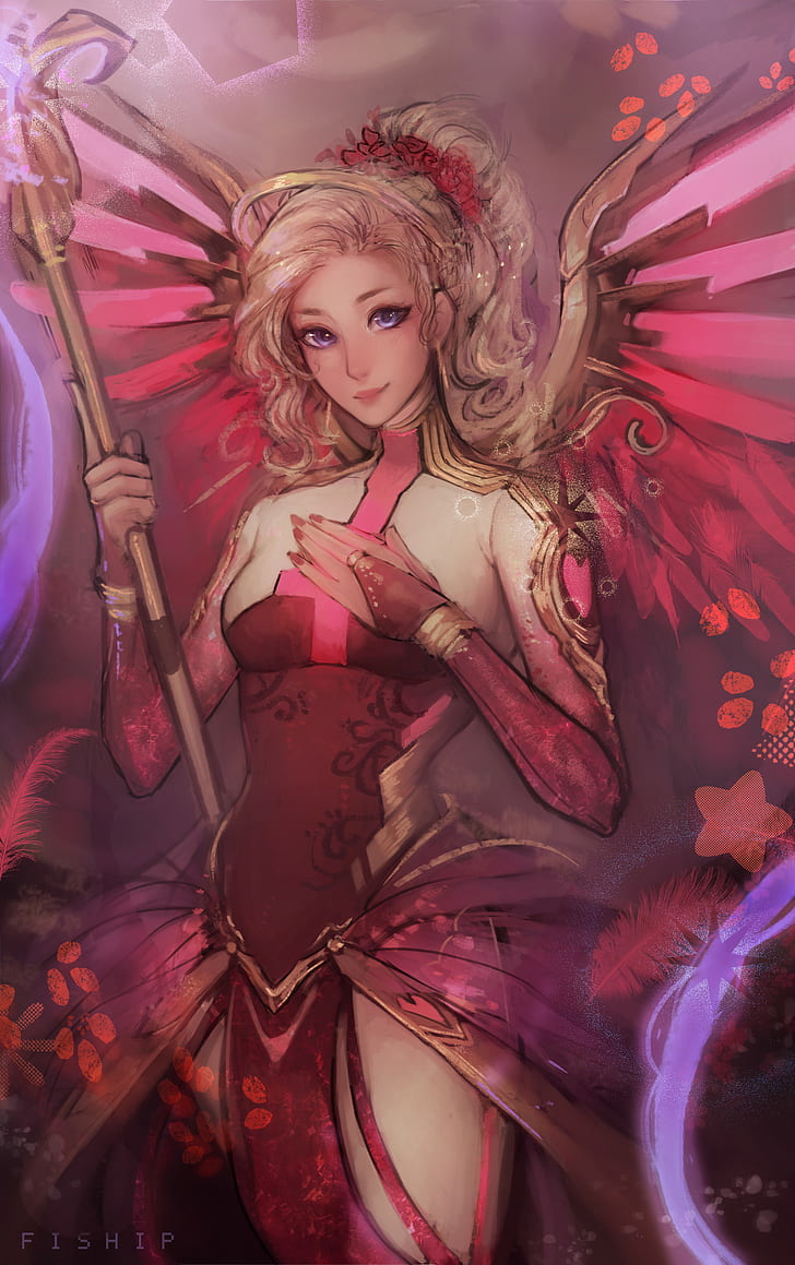728x1159 HD wallpaper: Mercy (Overwatch)
