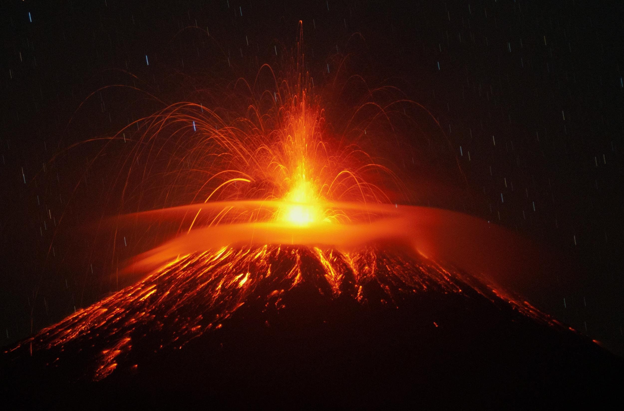2500x1647 volcano, Mountain, Lava, Nature, Landscape, Mountains, Fire Wallpaper HD / Desktop and Mobile Background