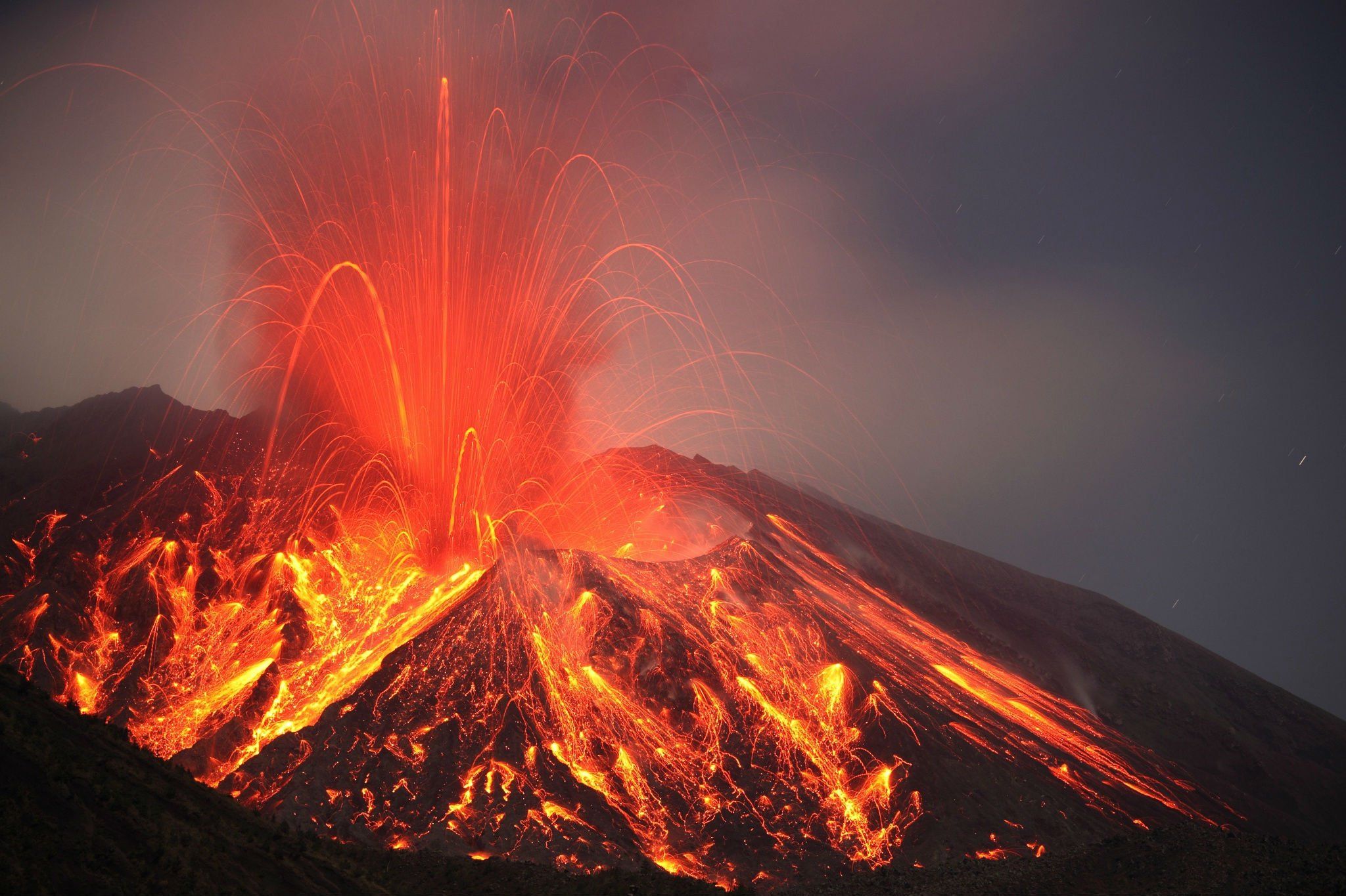 2048x1365 volcano, Mountain, Lava, Nature, Landscape, Mountains, Fire Wallpaper HD / Desktop and Mobile Background