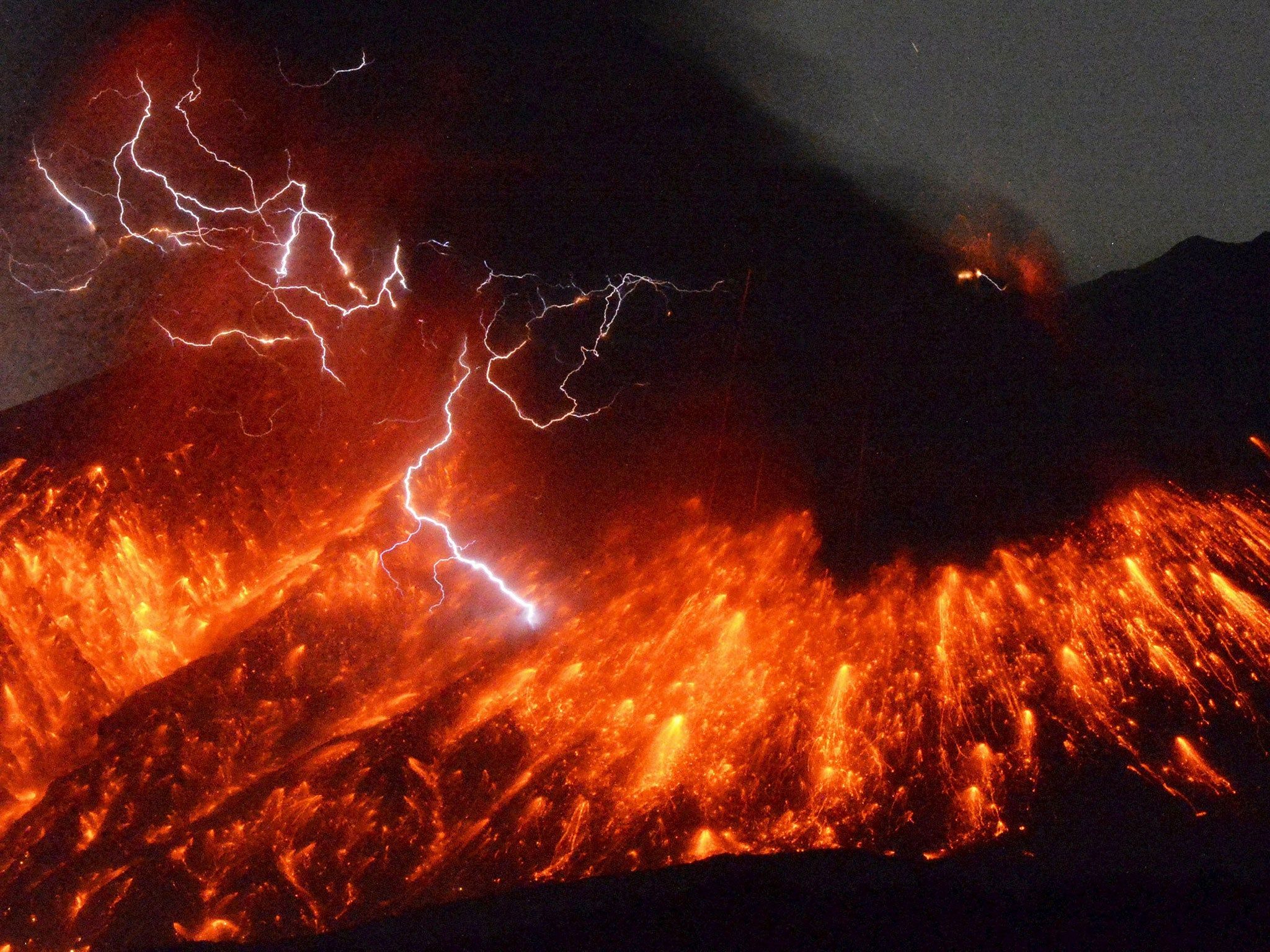 2048x1536 Japanese volcano Mount Sakurajima erupts in burning ring of fire