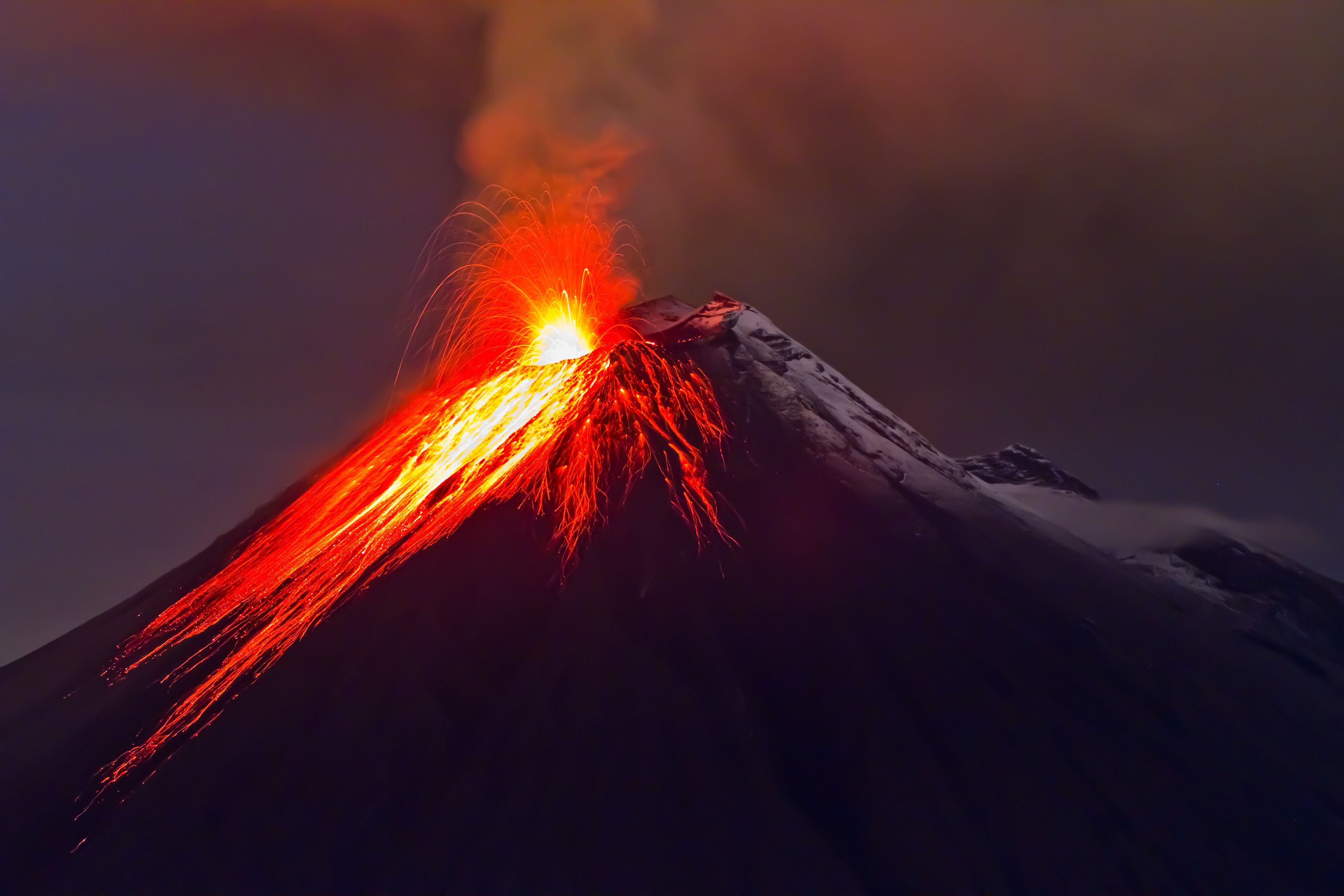 3240x2160 Wallpaper Fire Coming From Mountain During Night Time, Background Free Image