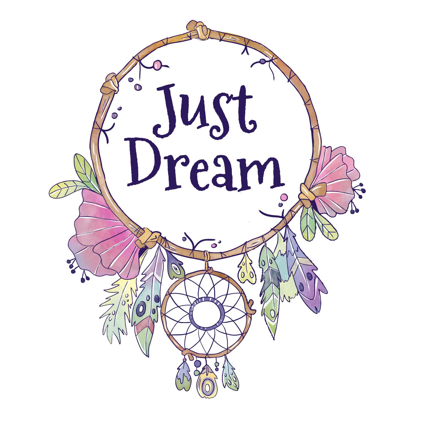 1400x1400 Cute Boho Dream Catcher With Quote Free Vectors