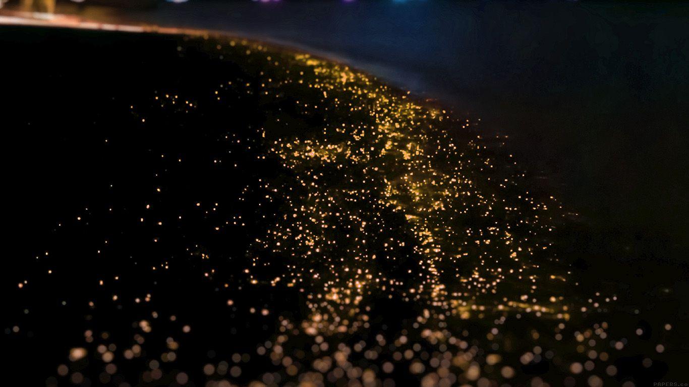 1366x768 Ocean Night Orange Blink Beautiful Nature Wallpaper