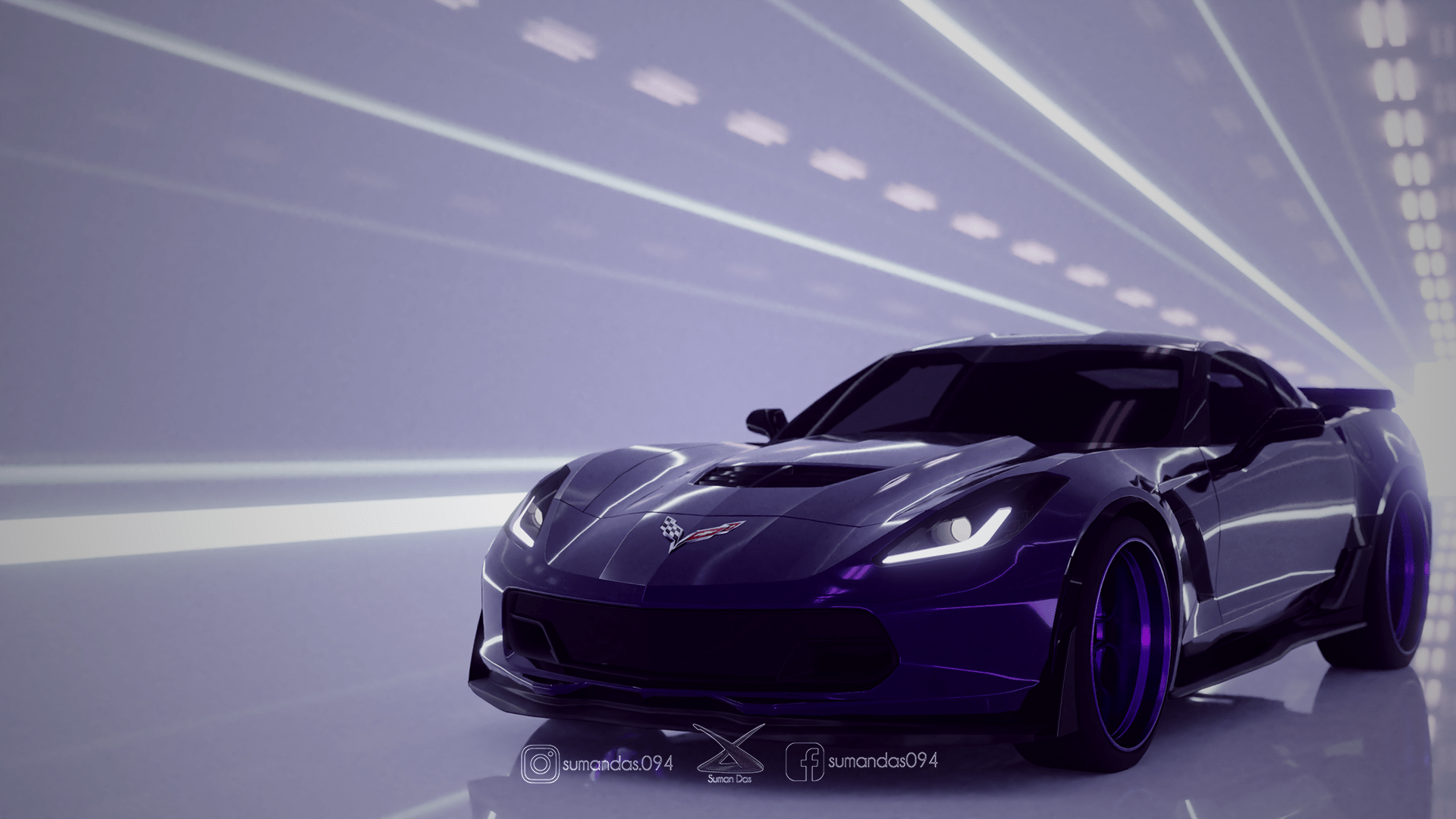 1920x1080 Corvette ZO6 3D rendering HD Wallpaper. Background Image
