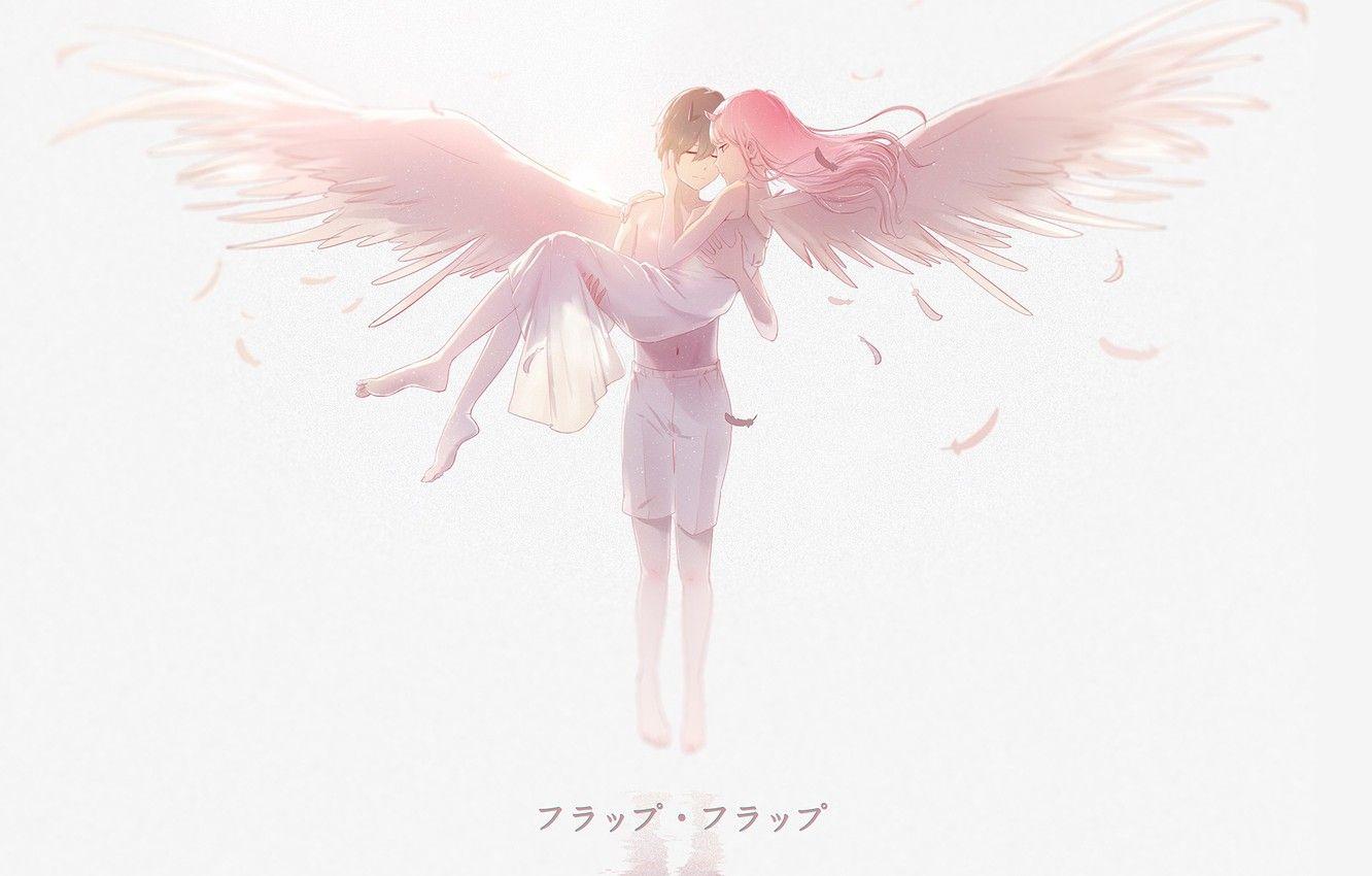 1332x850 Wallpaper girl, romance, angel, guy, Darling In The Frankxx