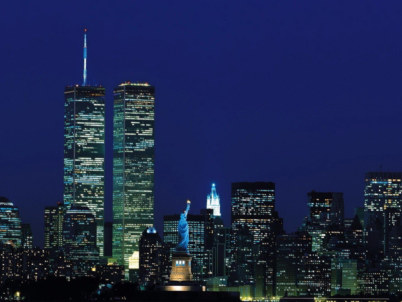 1600x1200 Wallpaper statue of liberty, new york, usa, skyscraper, night, WTC