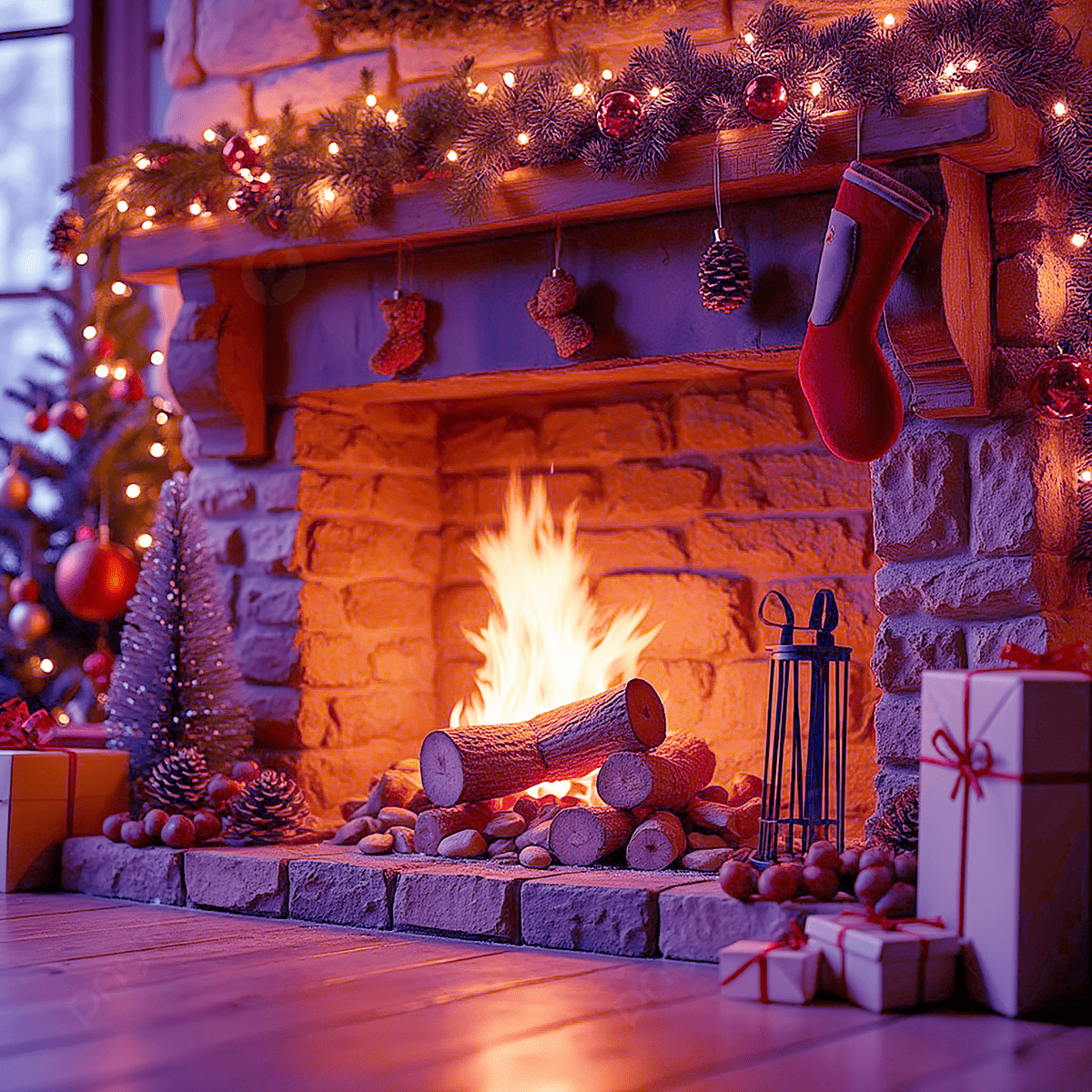 1200x1200 A Cozy Christmas Fireplace, Fireplace, Christmas, Christmas Fireplace Background Image And Wallpaper for Free Download