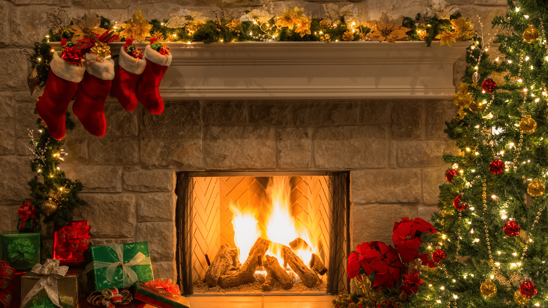 2240x1260 Deck the Halls with a Christmas Fireplace: A Timeless Tradition