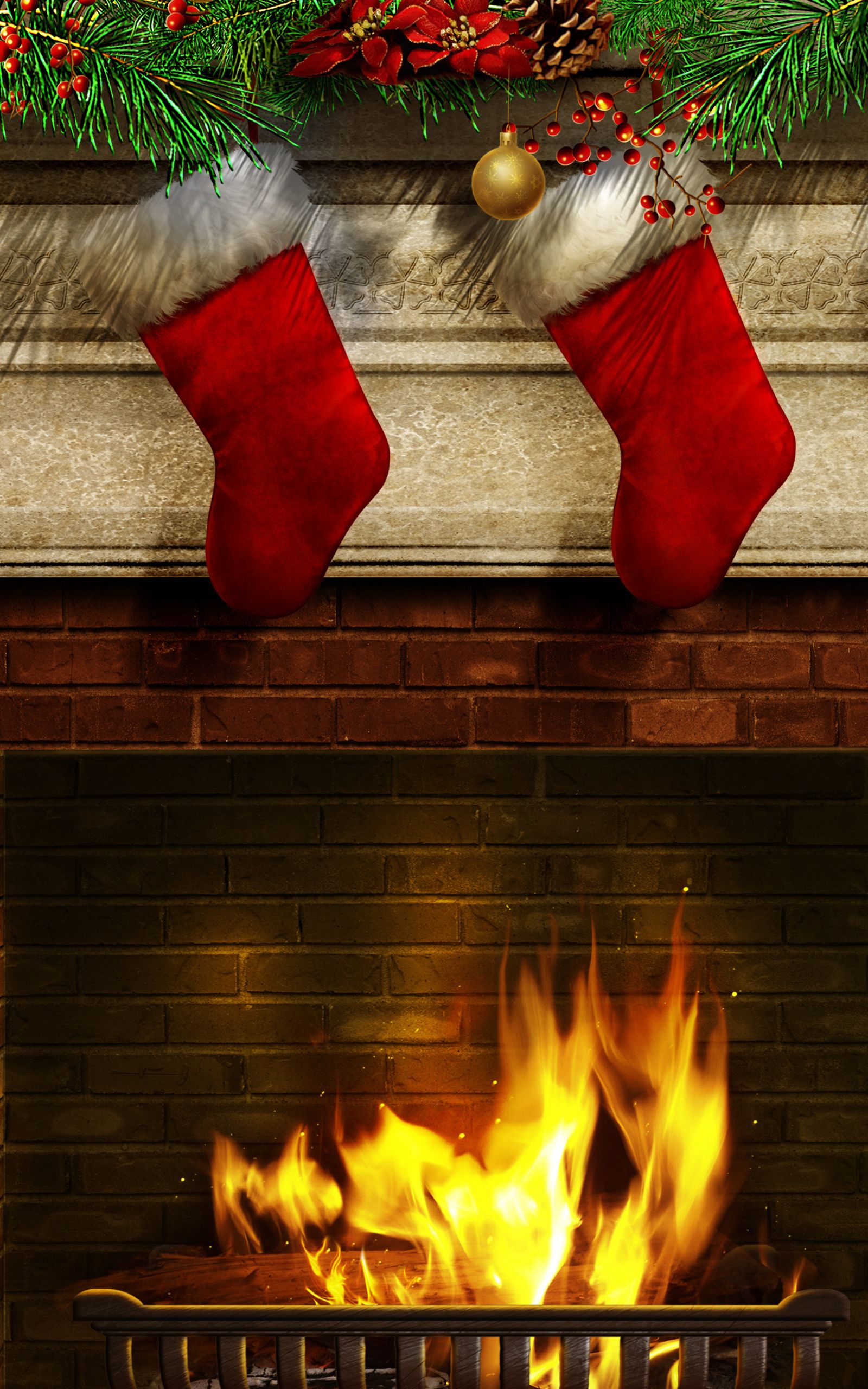 1600x2560 Phone wallpaper: Holiday, Christmas, Fire, Fireplace 1315126