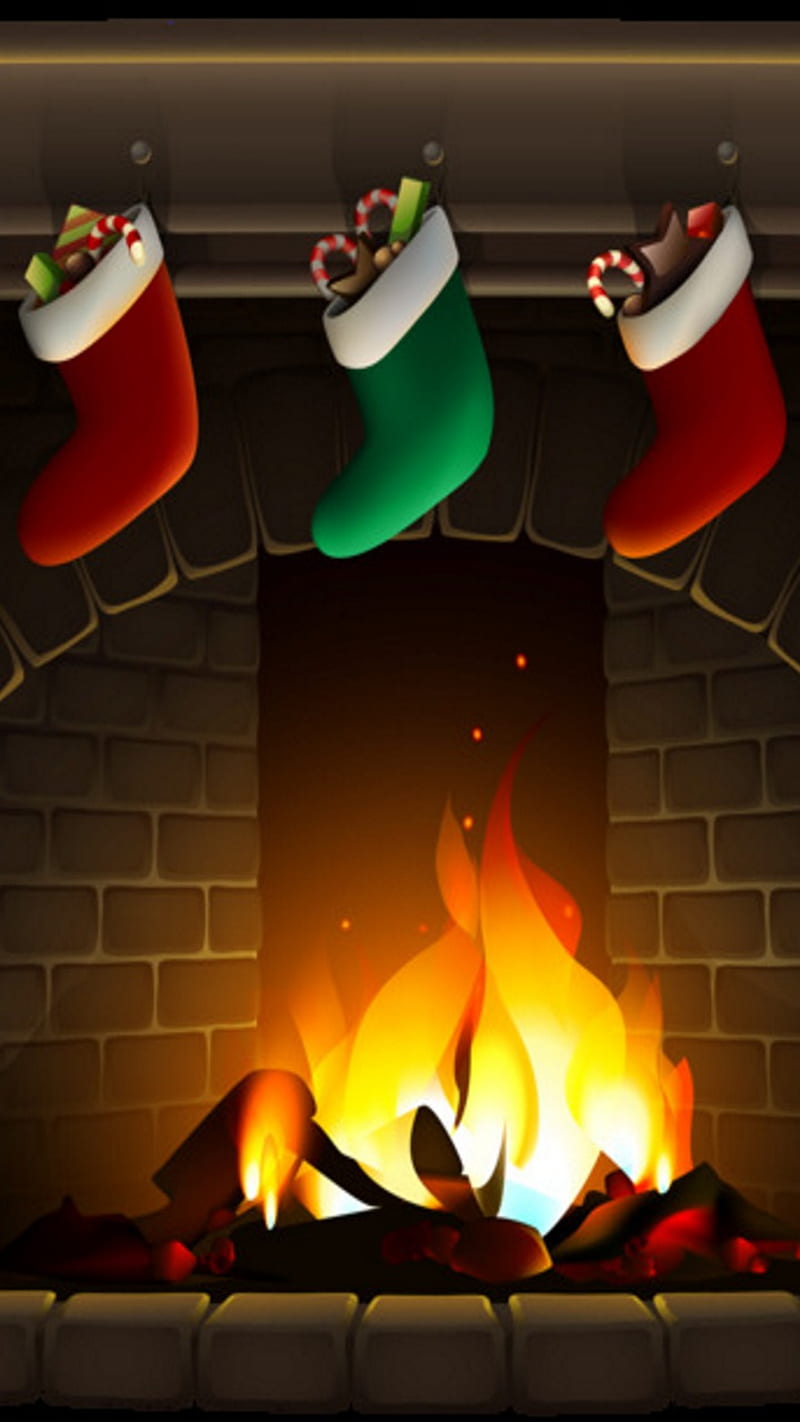 800x1422 StockingsByFireplace, christmas stockings, fireplace, christmas, merry christmas, HD phone wallpaper