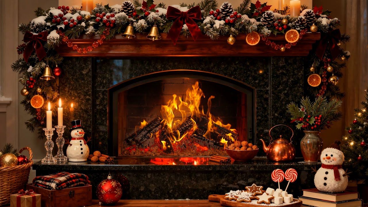 1280x720 Cozy Christmas Fireplace Ambience