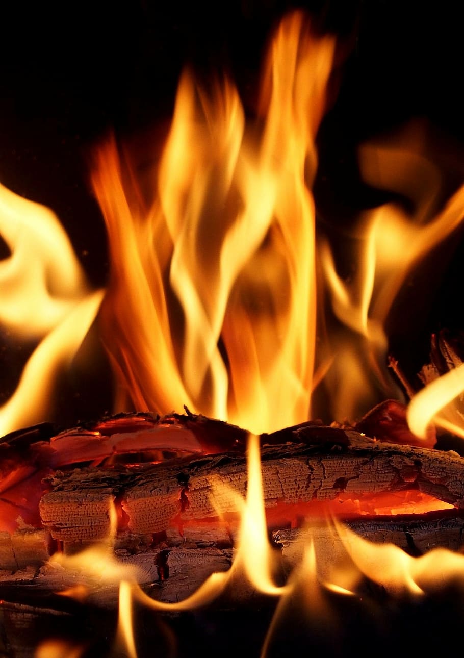 910x1290 HD wallpaper: fire, flame, wood, hot, light, glow, christmas, winter, brand