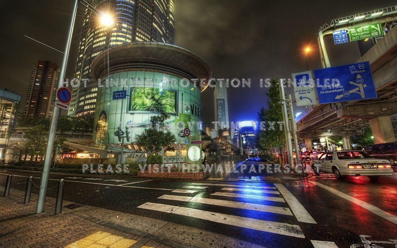 1280x800 tokyo japanese city crossroad night rain
