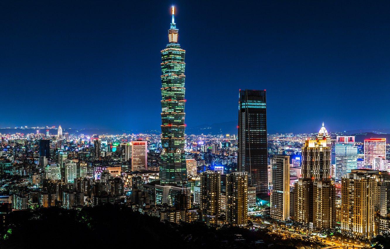1332x850 Wallpaper China, building, panorama, China, Taiwan, night city