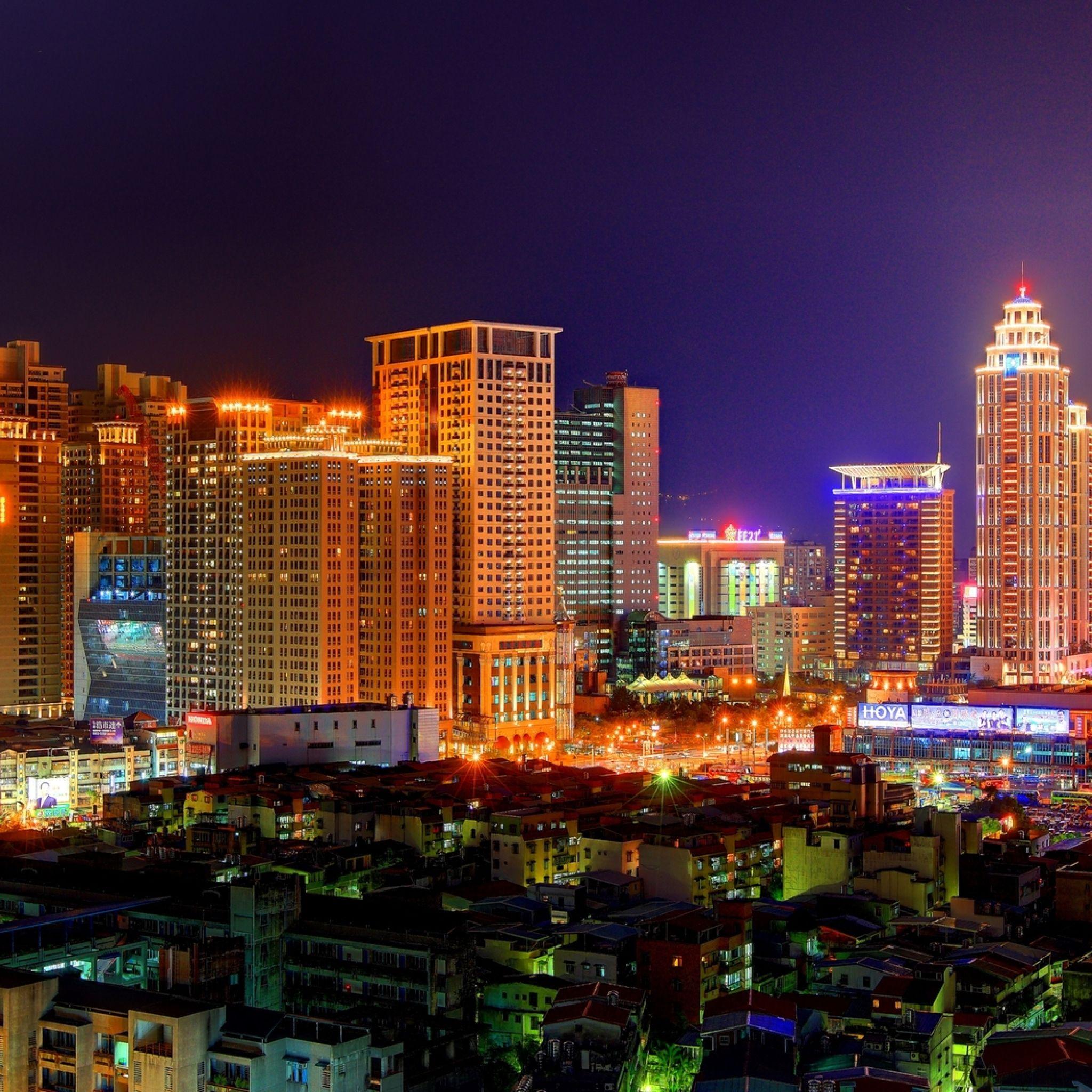 2048x2048 taipei, taiwan, night iPad Air Wallpaper, HD City 4K